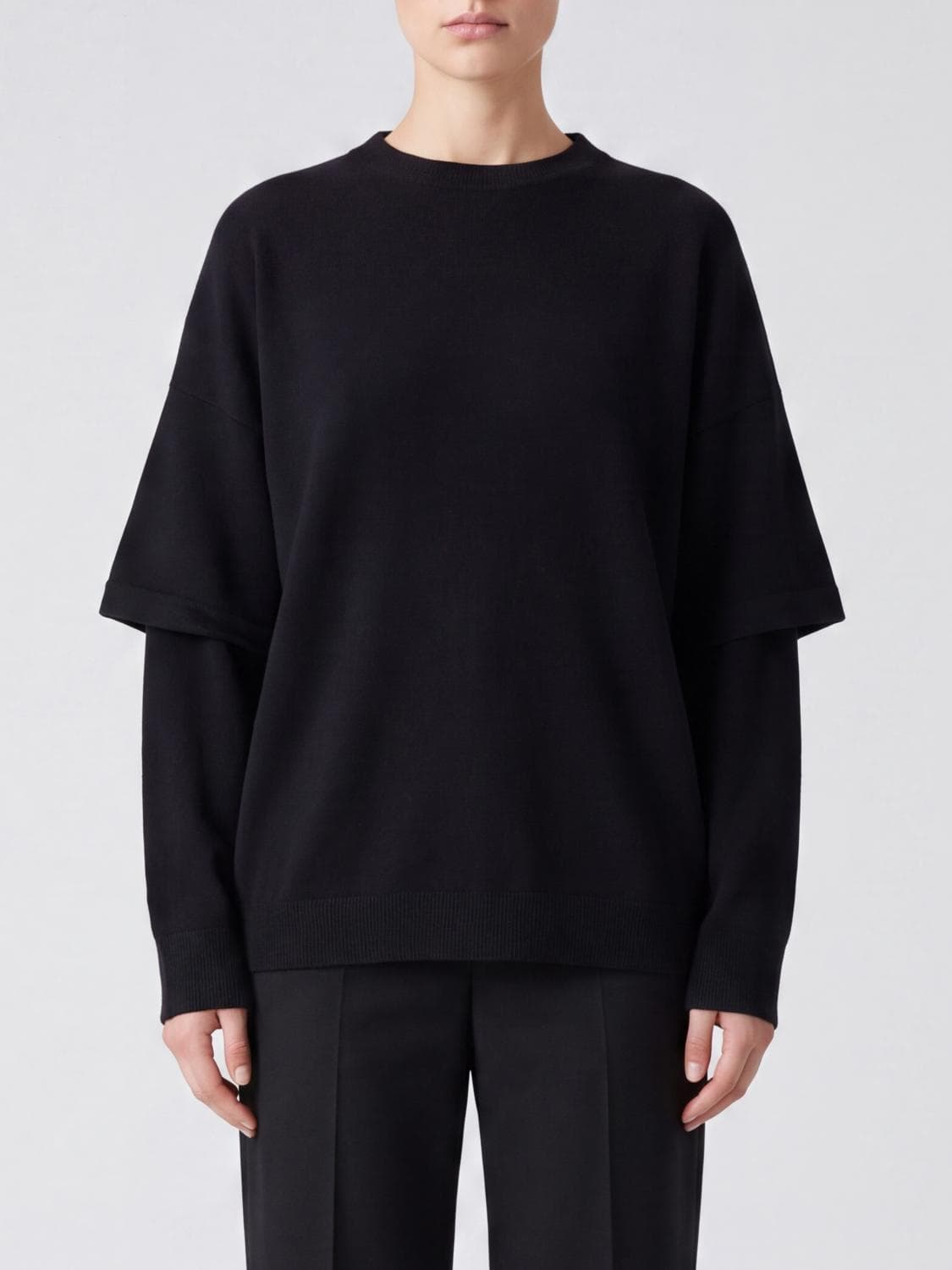 Darkpark Dropped Shoulder Crewneck Sweater in Merino Wool and Cashmere