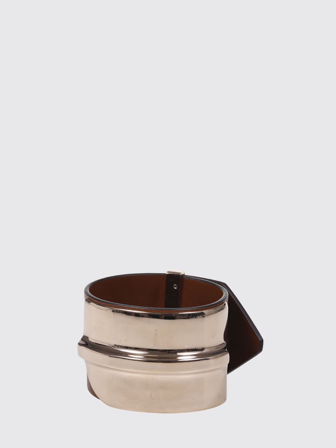 Max Mara Tavola Smooth Calfskin Leather Bracelet with Interlocking Clasp