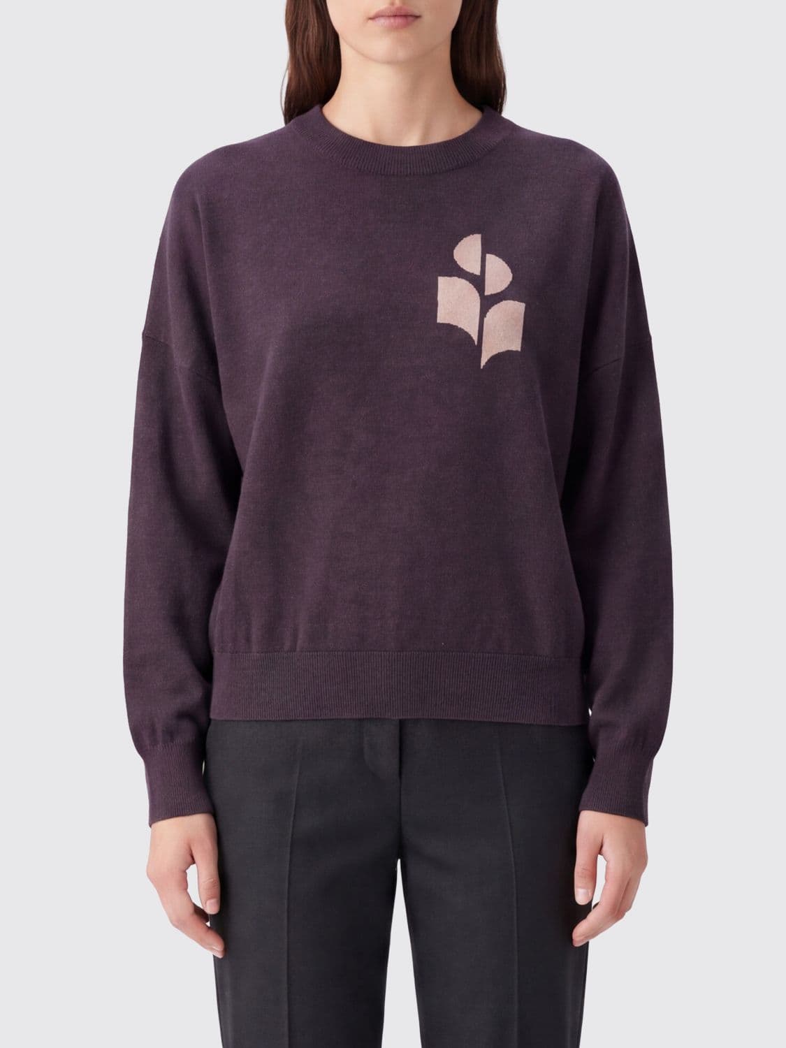 Isabel Marant Etoile Jacquard Logo Cotton and Wool Crewneck Jumper