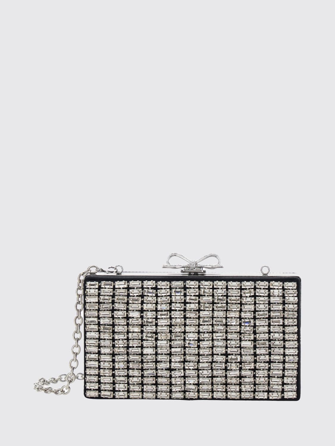 Self-Portrait Satin Mini Handbag with Crystals and Removable Shoulder Strap