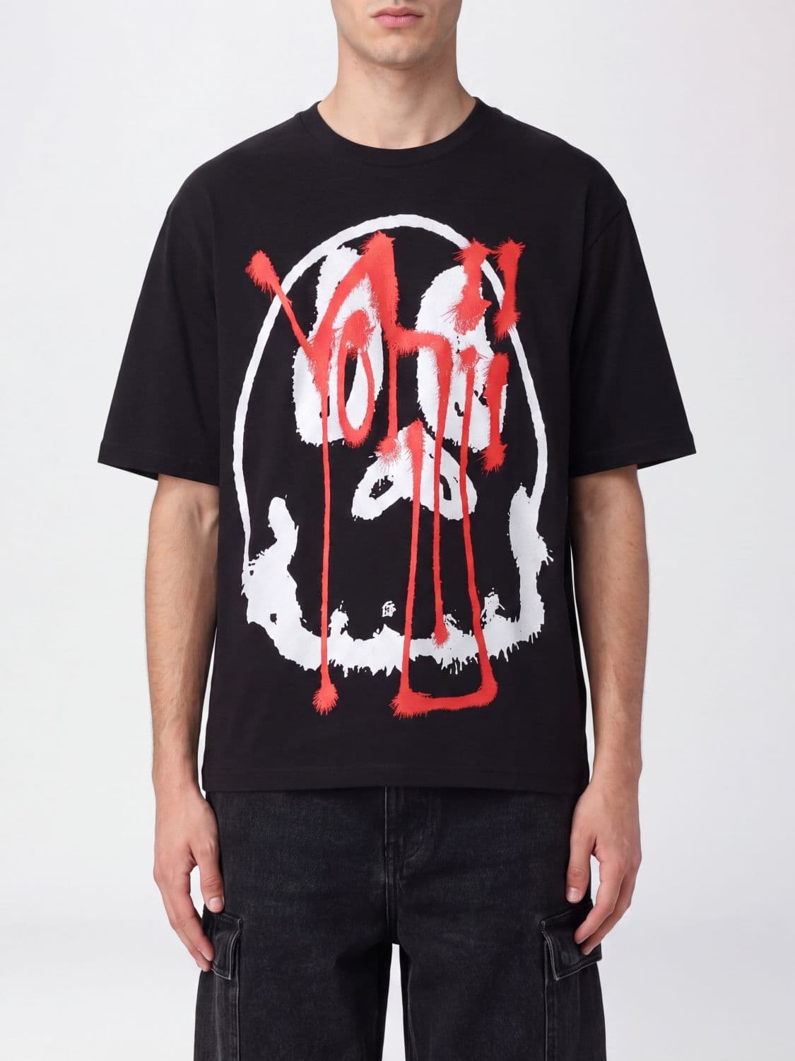 Y-3 Short-Sleeved Cotton T-Shirt with Graphic Print