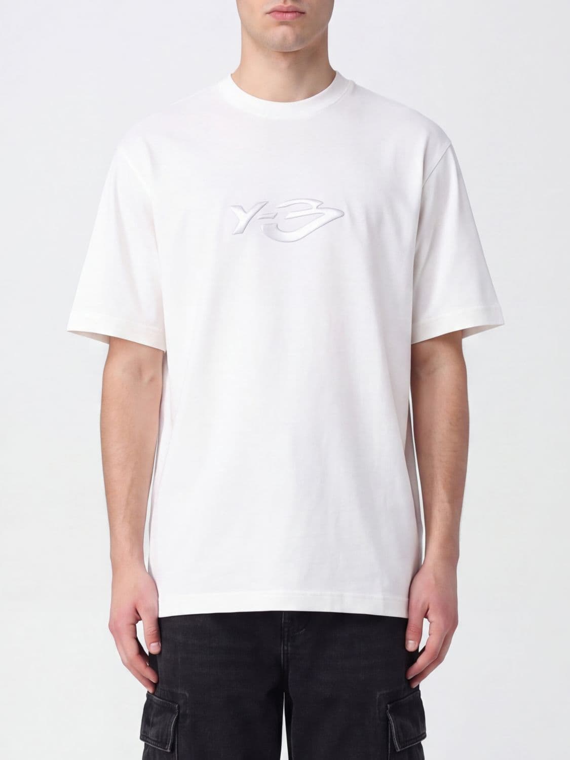 Y-3 Short-Sleeved Cotton T-Shirt with Logo Print