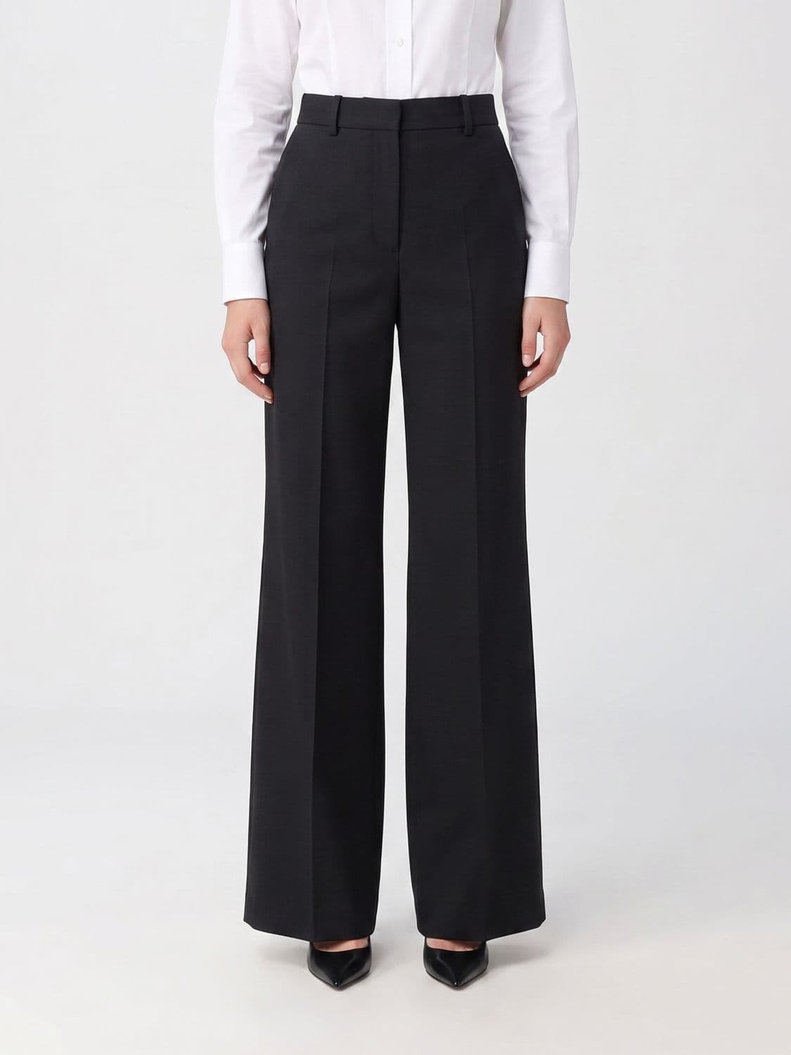 Max Mara High-Waisted Flared Crêpe Trousers with Slash Pockets