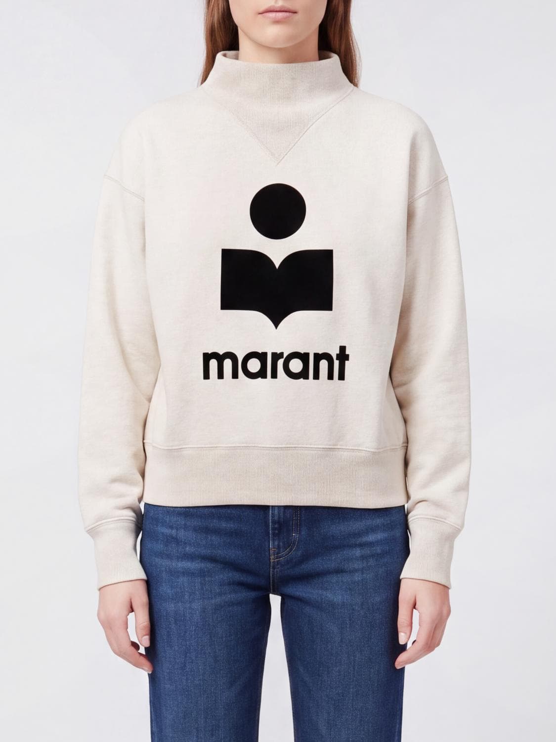 Isabel Marant Etoile Flocked Logo Cotton-Blend Crewneck Sweatshirt