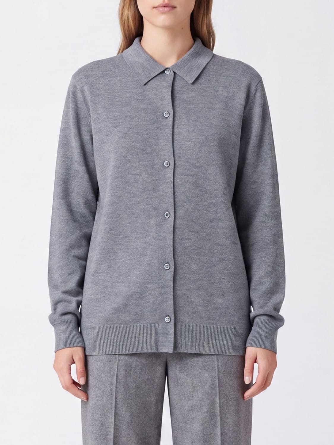 Aspesi Polo-Style Cotton Cardigan with Classic Collar