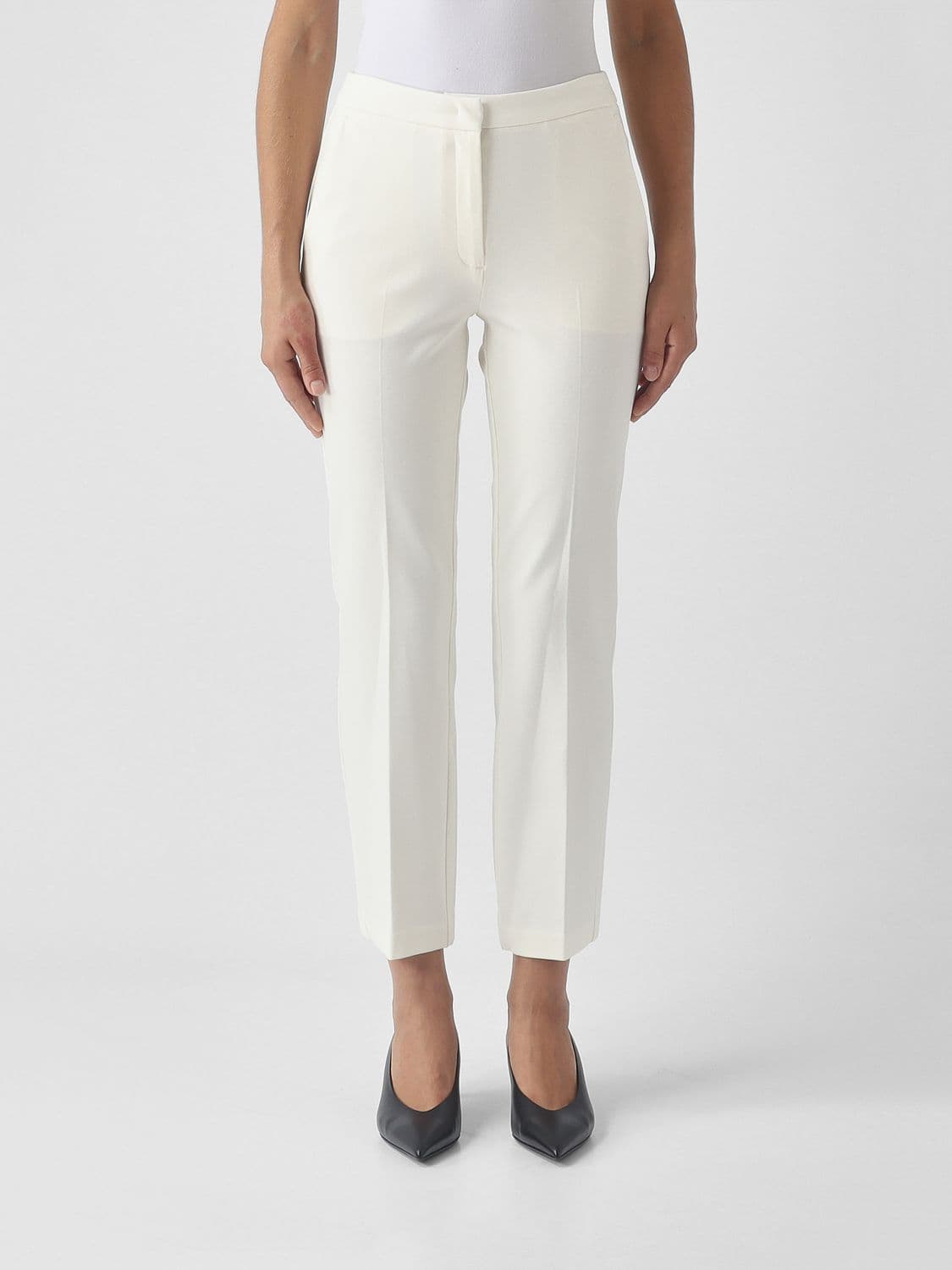 Twinset High-Waisted Cropped Skinny Jersey Trousers