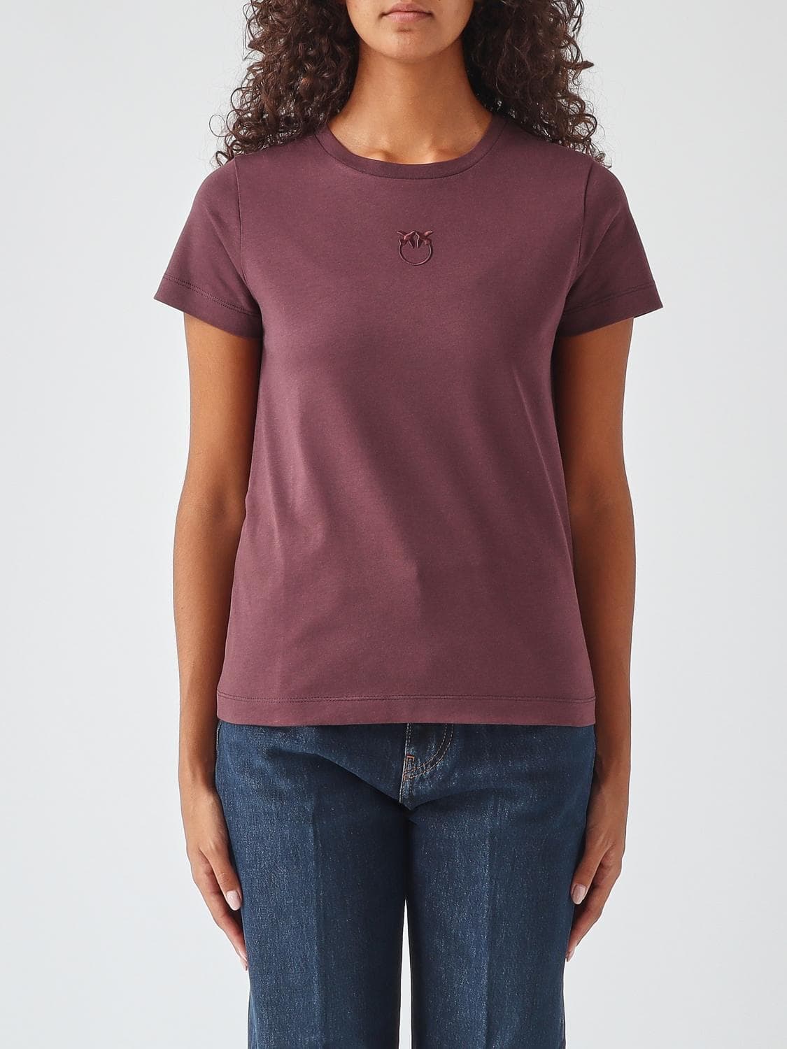 Pinko Cotton Short-Sleeve T-shirt with Love Birds Logo