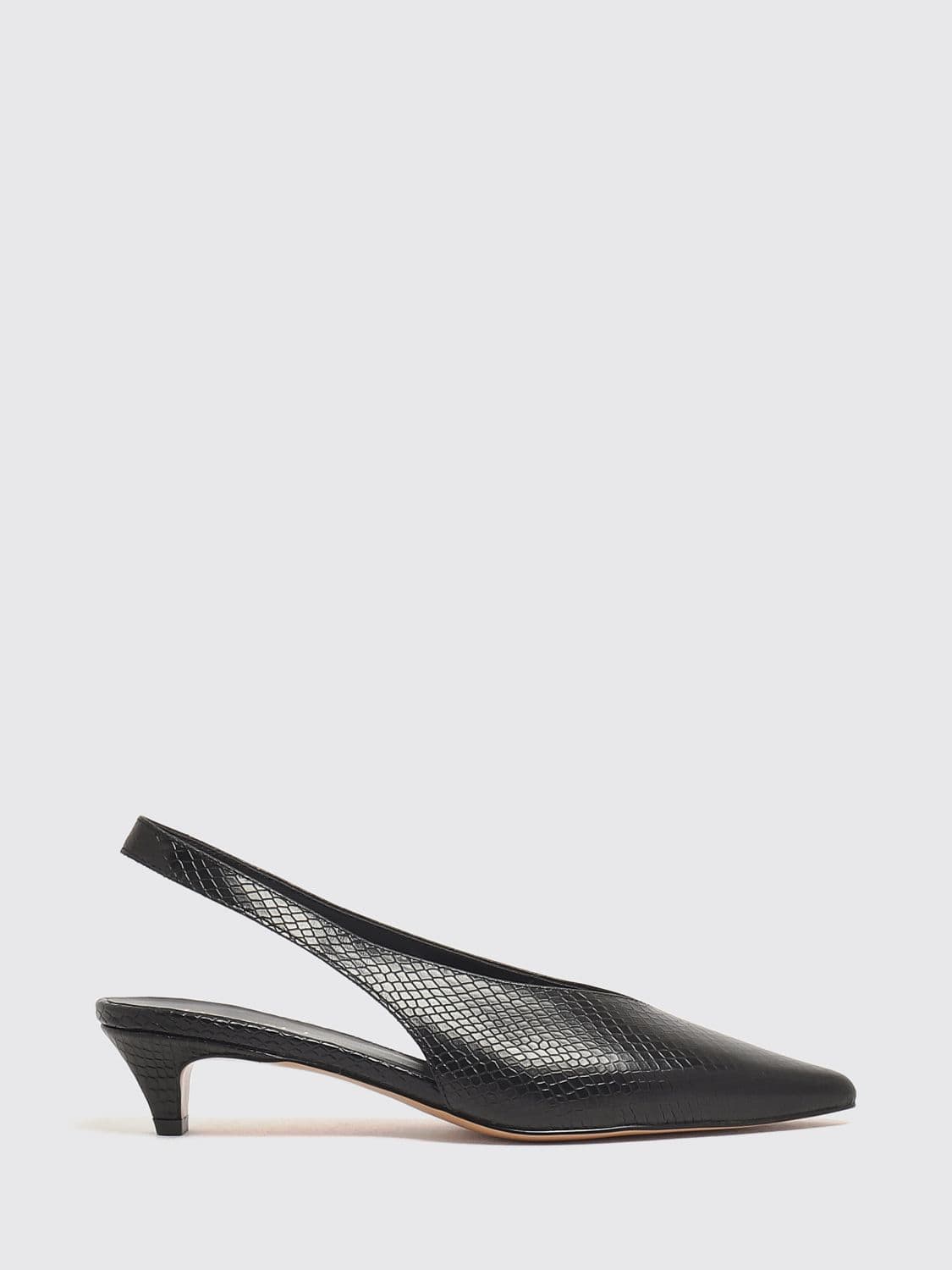 Twinset Sheepskin Slingbacks with Python Print and Low Stiletto Heel