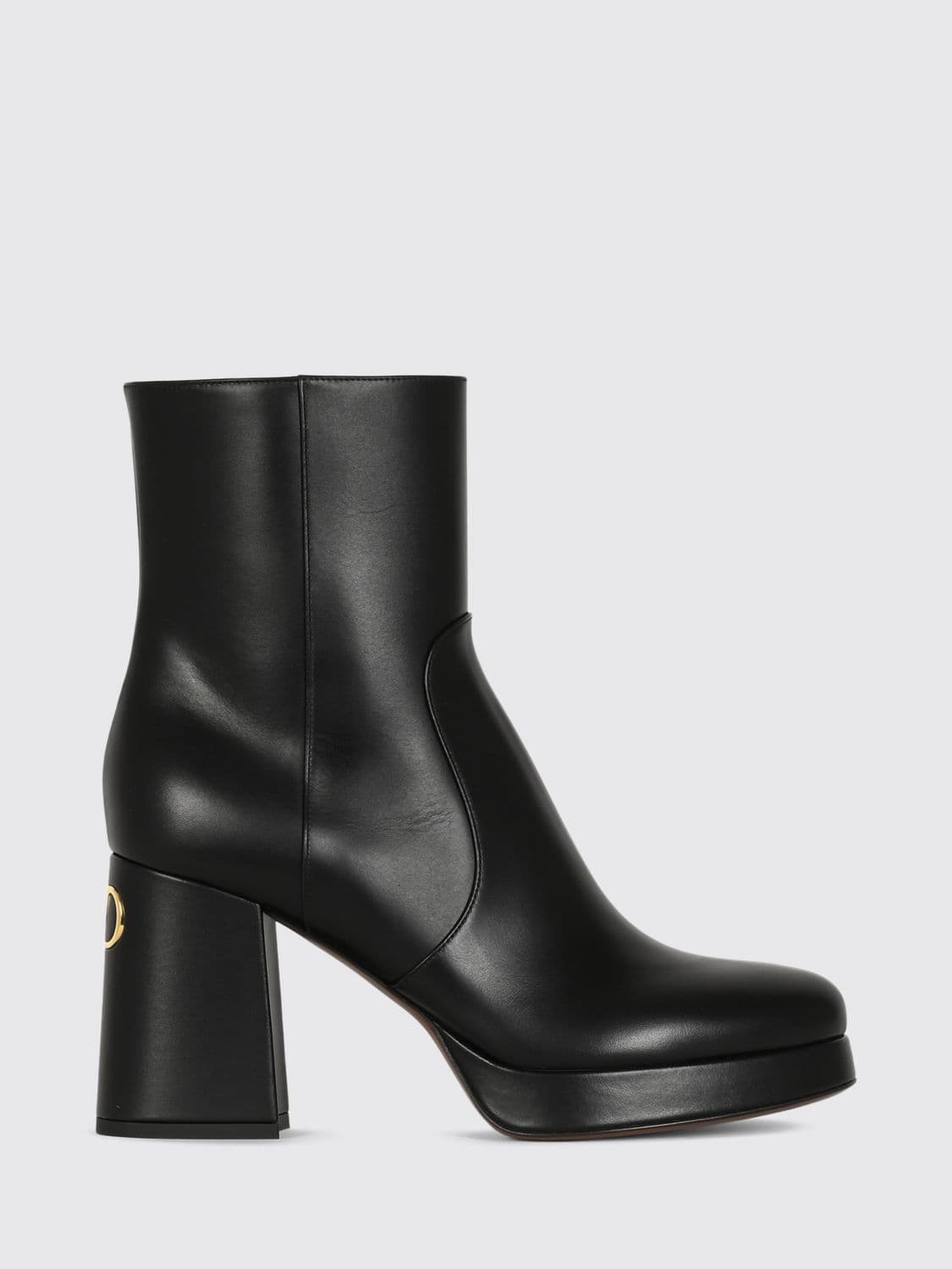 Valentino Garavani Calfskin Ankle Boots with High Heel and VLogo Signature Logo