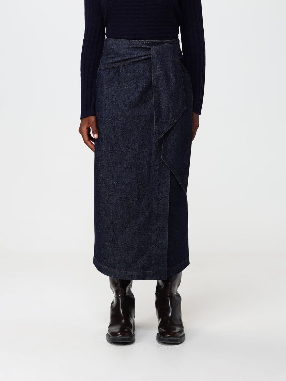 Emporio Armani High-Waisted Cotton Denim Midi Pencil Skirt