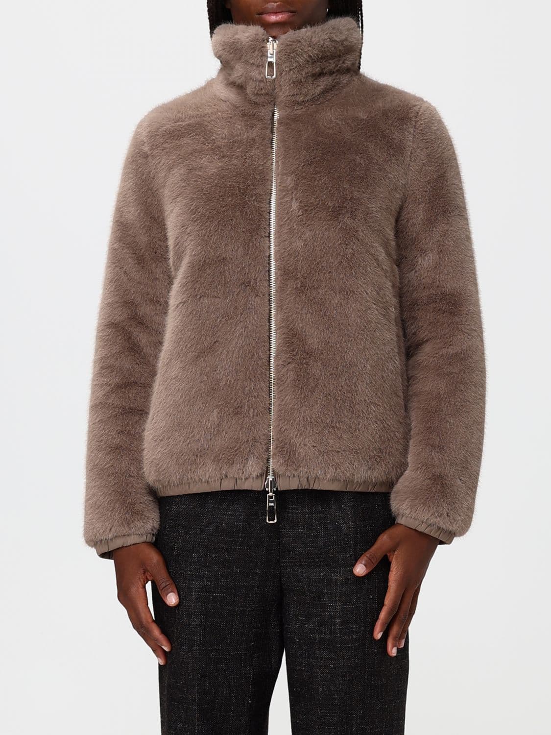 Duno Manila Pejo Lari Reversible Faux Fur Jacket with High Neck