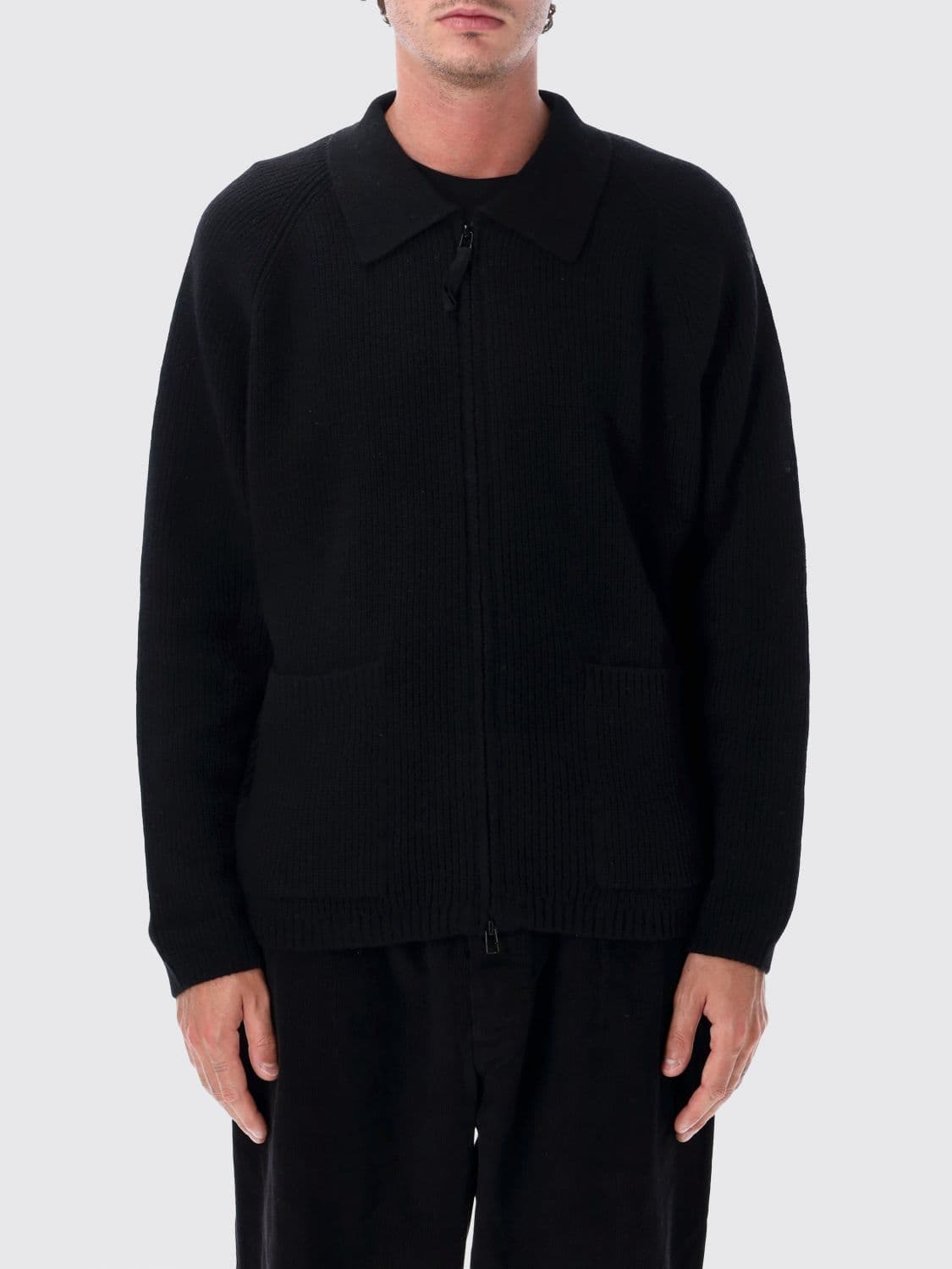 Universal Works Zip-Up Polo Cardigan in Recycled Wool