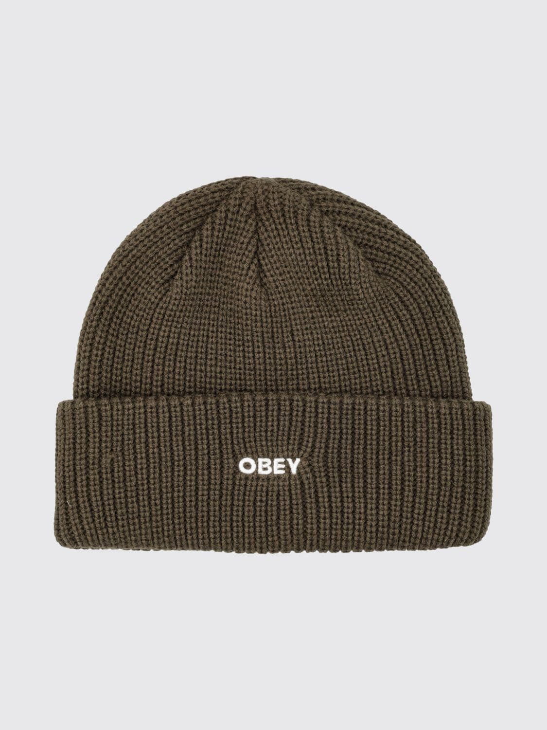 Obey Acrylic Beanie with Cuff and Embroidered Front Logo