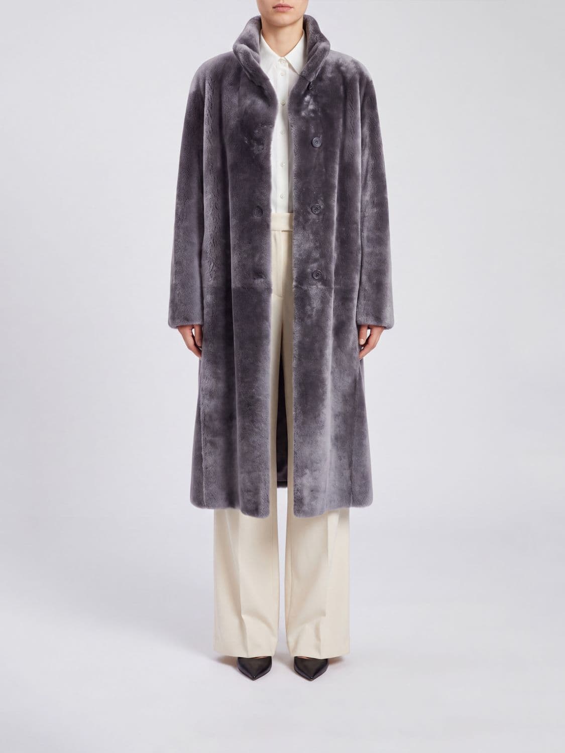 Giorgio Armani High Neck Lamb Shearling Coat · 40
