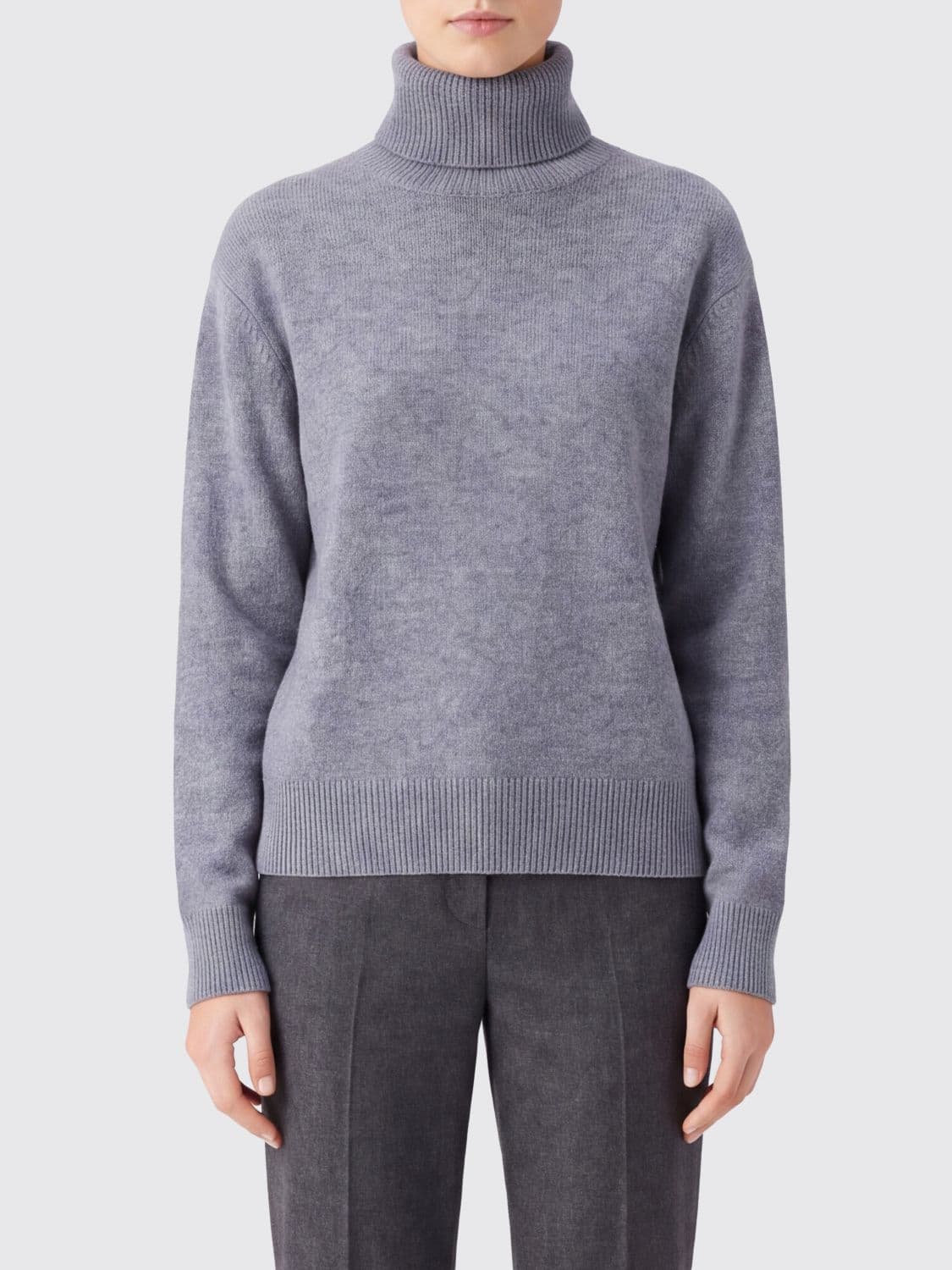 The Frankie Shop Turtleneck Jumper in Wool and Cashmere with Ribbed Trim