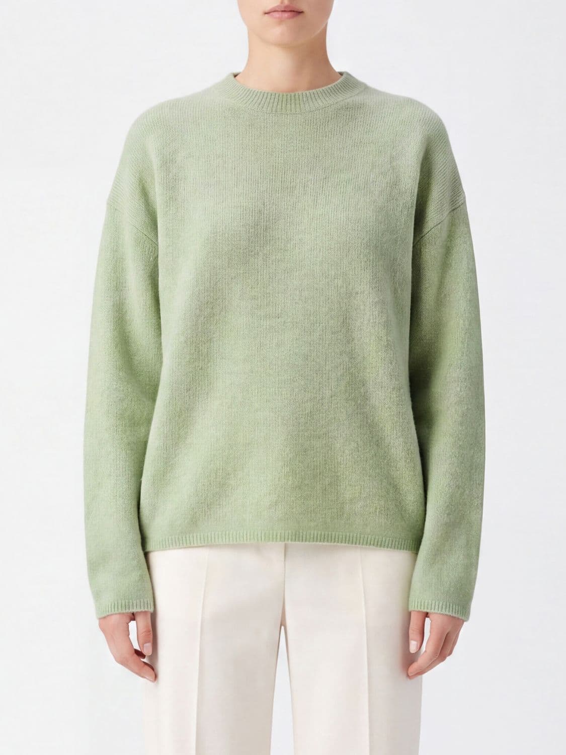 The Frankie Shop Crewneck Jumper in Mohair Blend with Dropped Shoulders