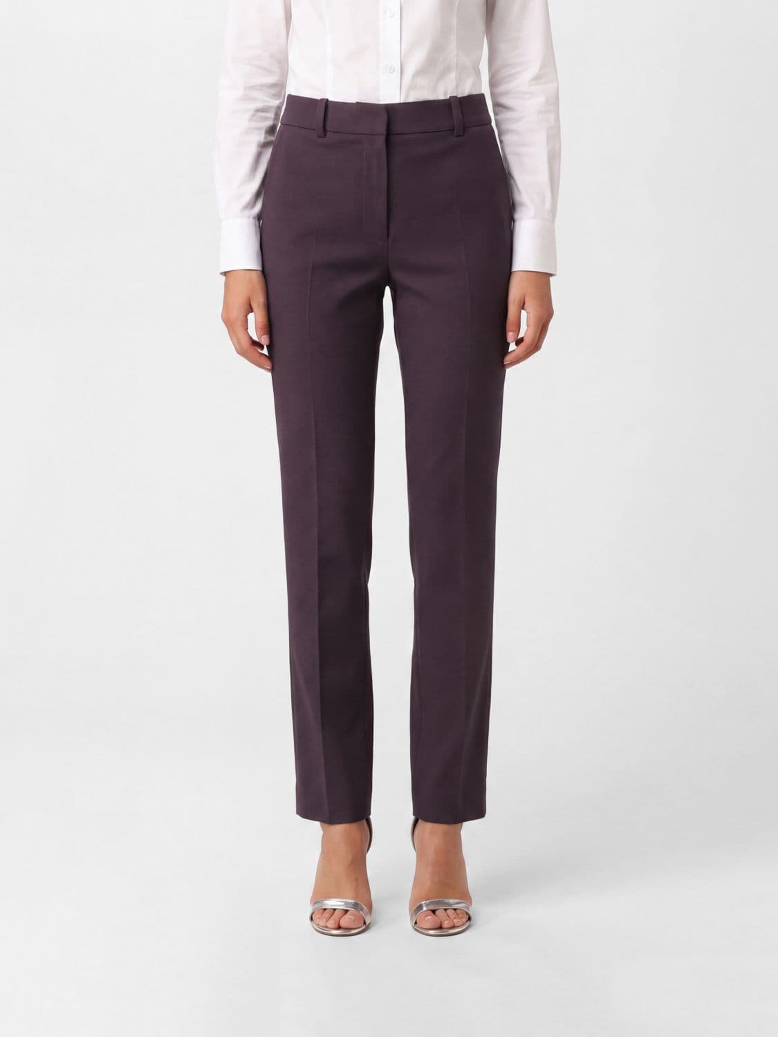 Joseph High-Waisted Slim Fit Chino Trousers in Cotton and Viscose Blend