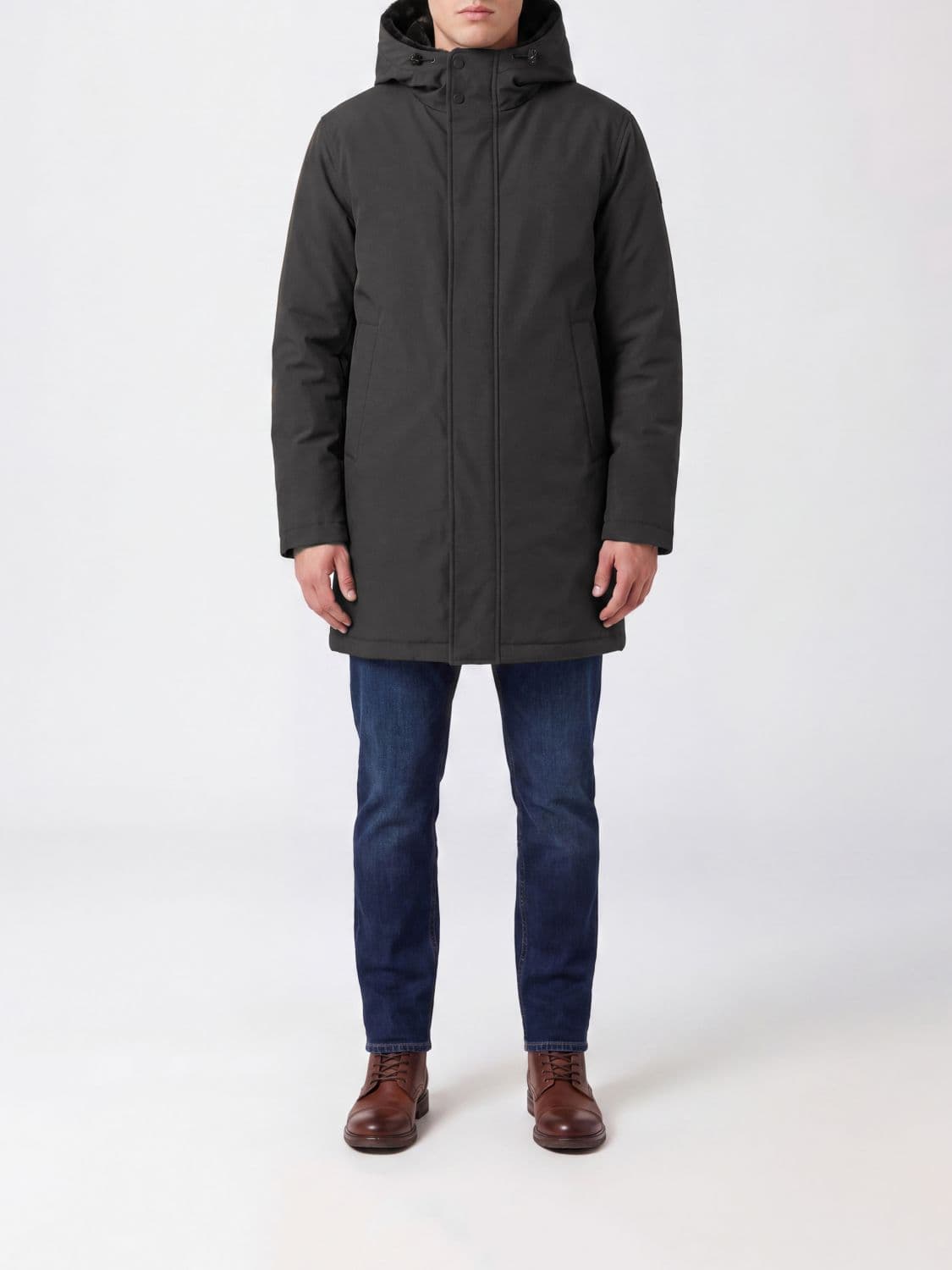 Herno Knee-Length Polyester Parka with Adjustable Hood and Fleece Lining