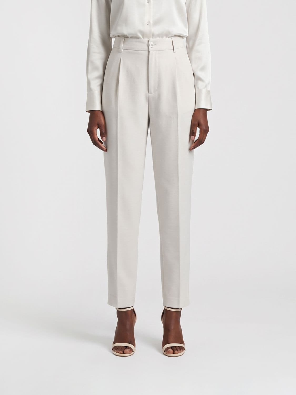 Semicouture High-Waisted Straight Trousers in Viscose Blend with Pleats