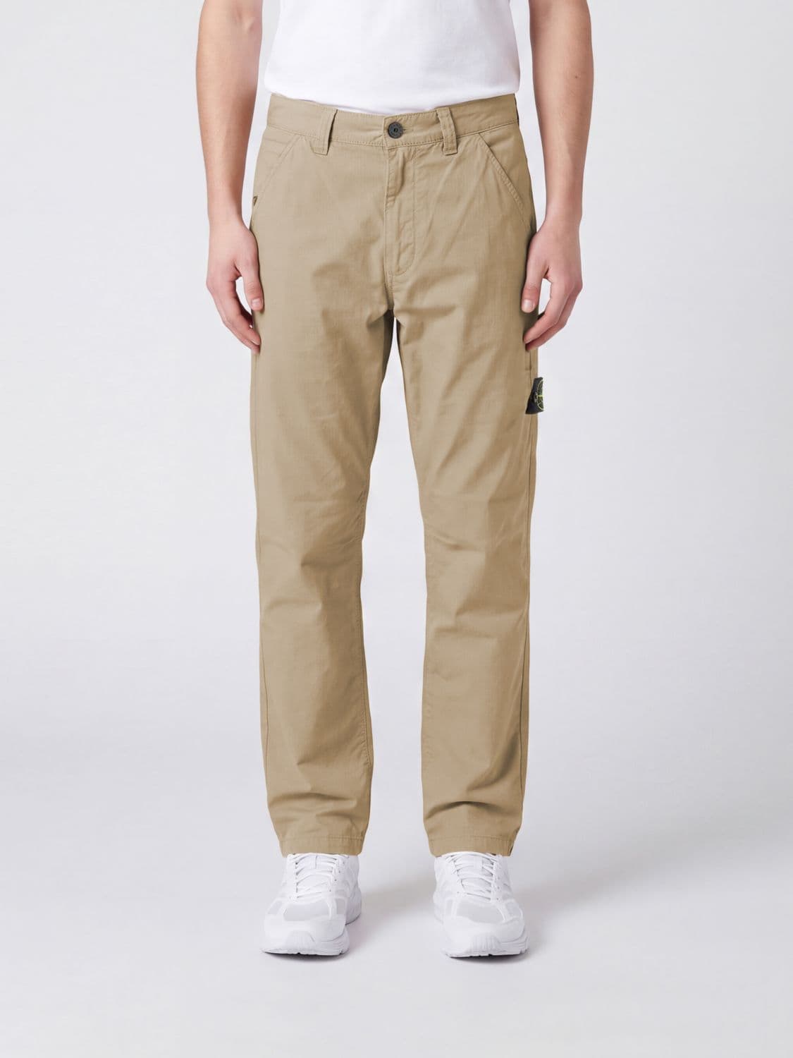 Stone Island Slim Fit Cotton Cargo Trousers with Compass Logo Patch