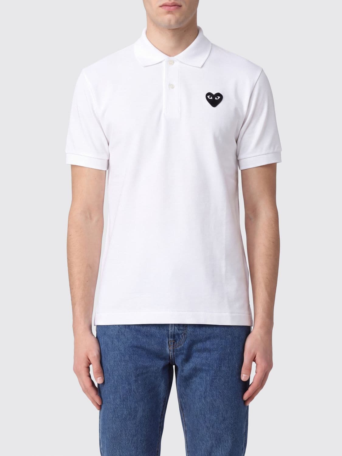 Comme Des Garçons Play Short-Sleeve Polo Shirt in Piqué Cotton with Logo
