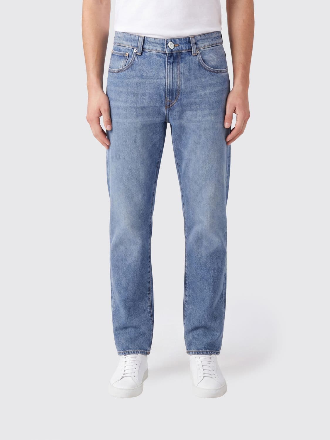 Incotex Five-Pocket Straight Jeans in Pure Cotton Denim with a Mid-Rise