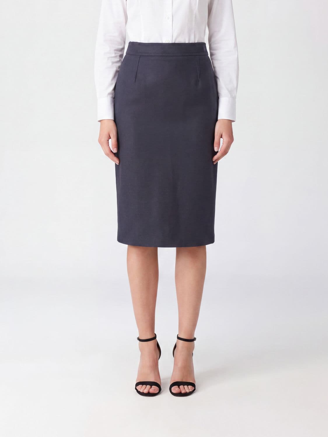Mm6 Maison Margiela Midi Pencil Skirt in Wool Blend with Back Vent