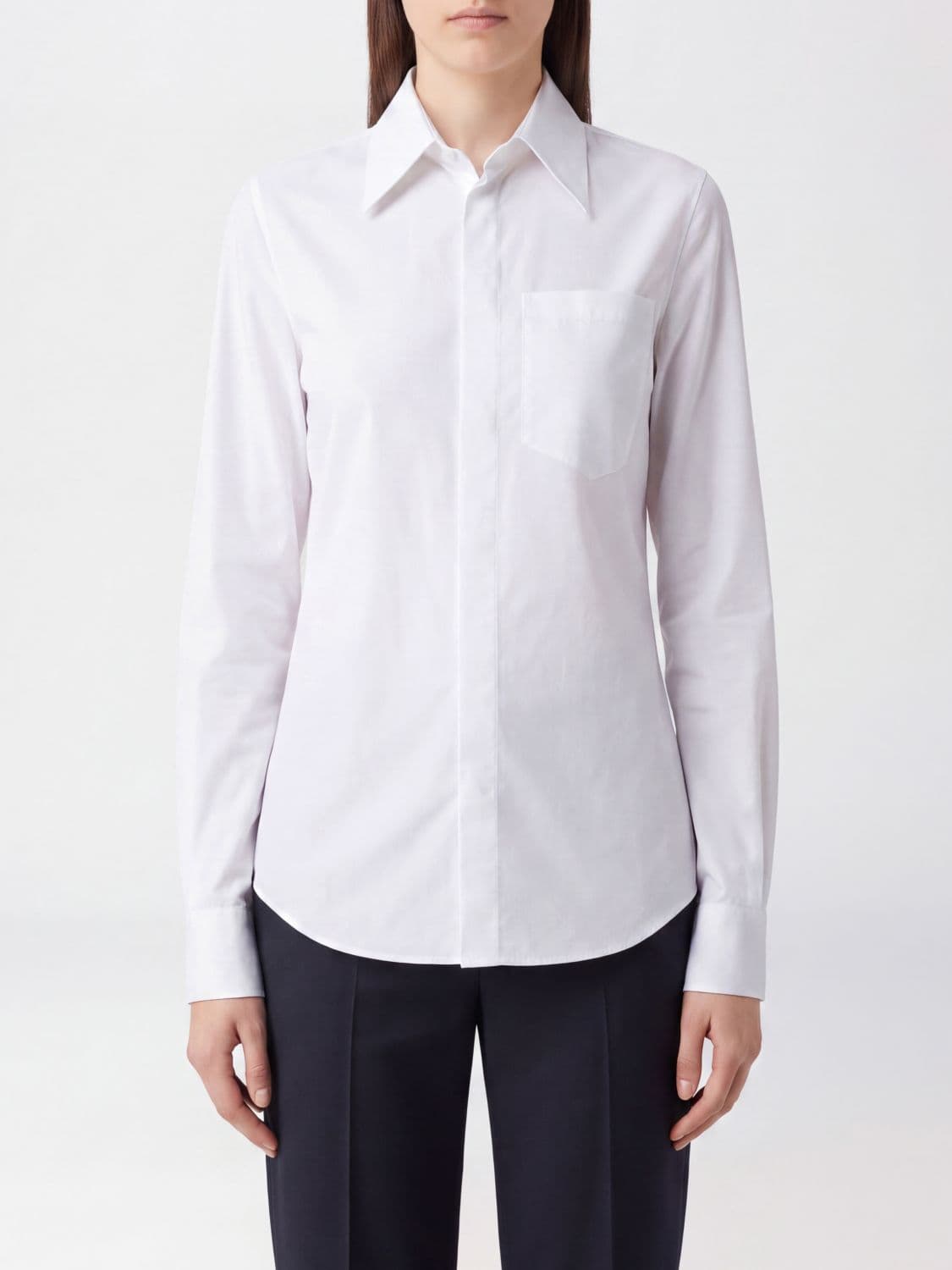 Mm6 Maison Margiela Slim Fit Cotton Poplin Shirt with Patch Pocket