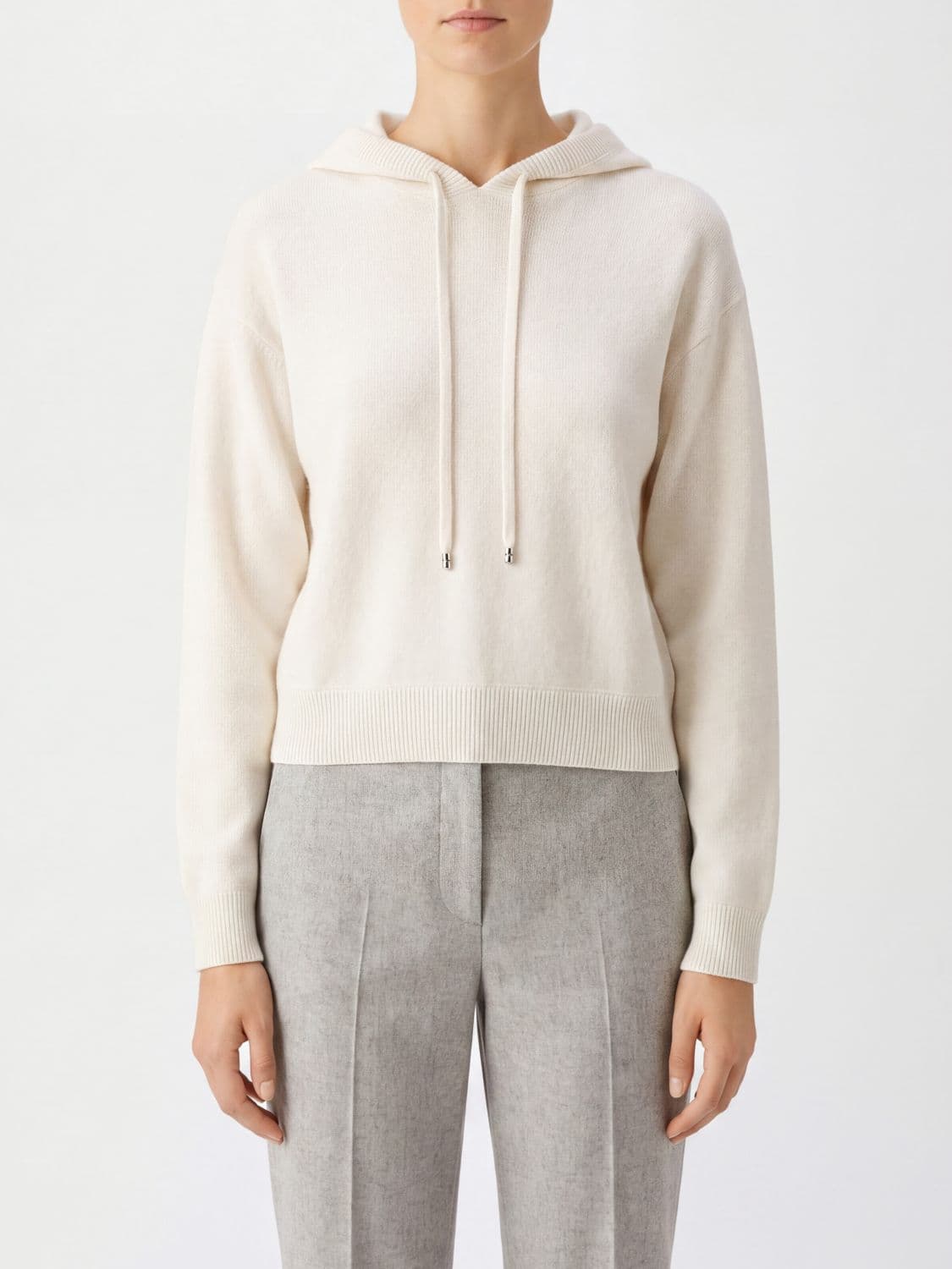 Kujten Hooded Knitted Jumper in Pure Cashmere with Dropped Shoulders