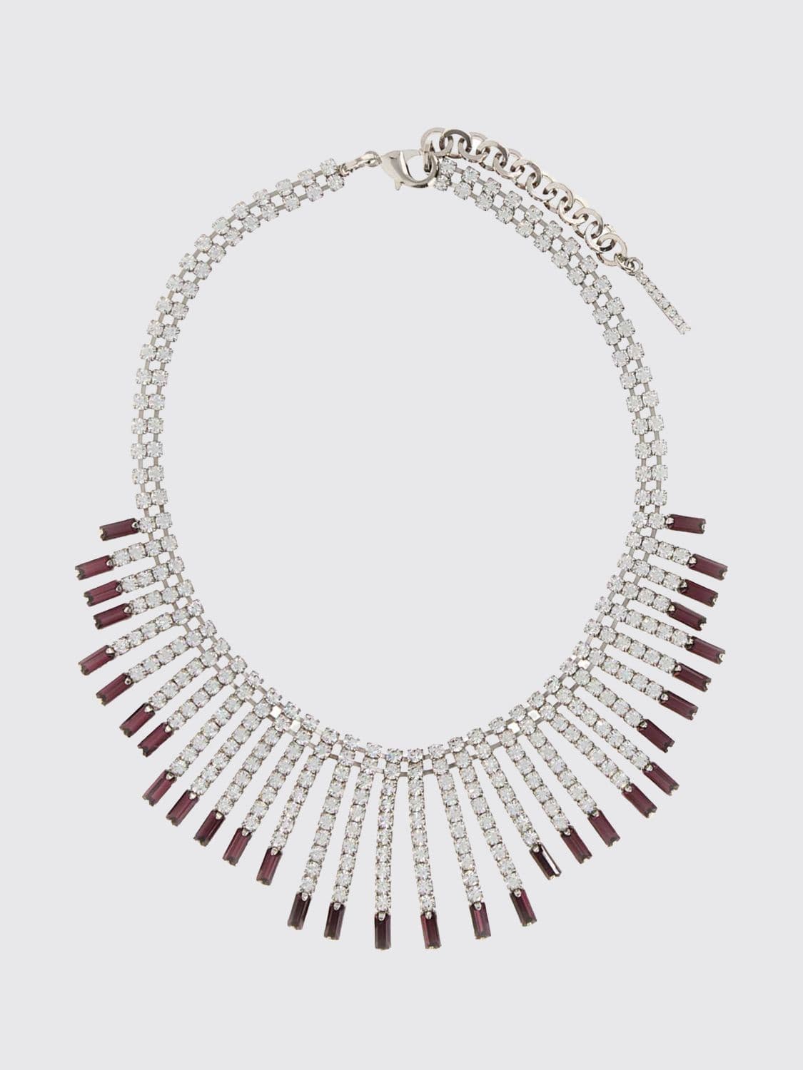 Alessandra Rich Crystal-Embellished Chrome-Plated Metal Choker