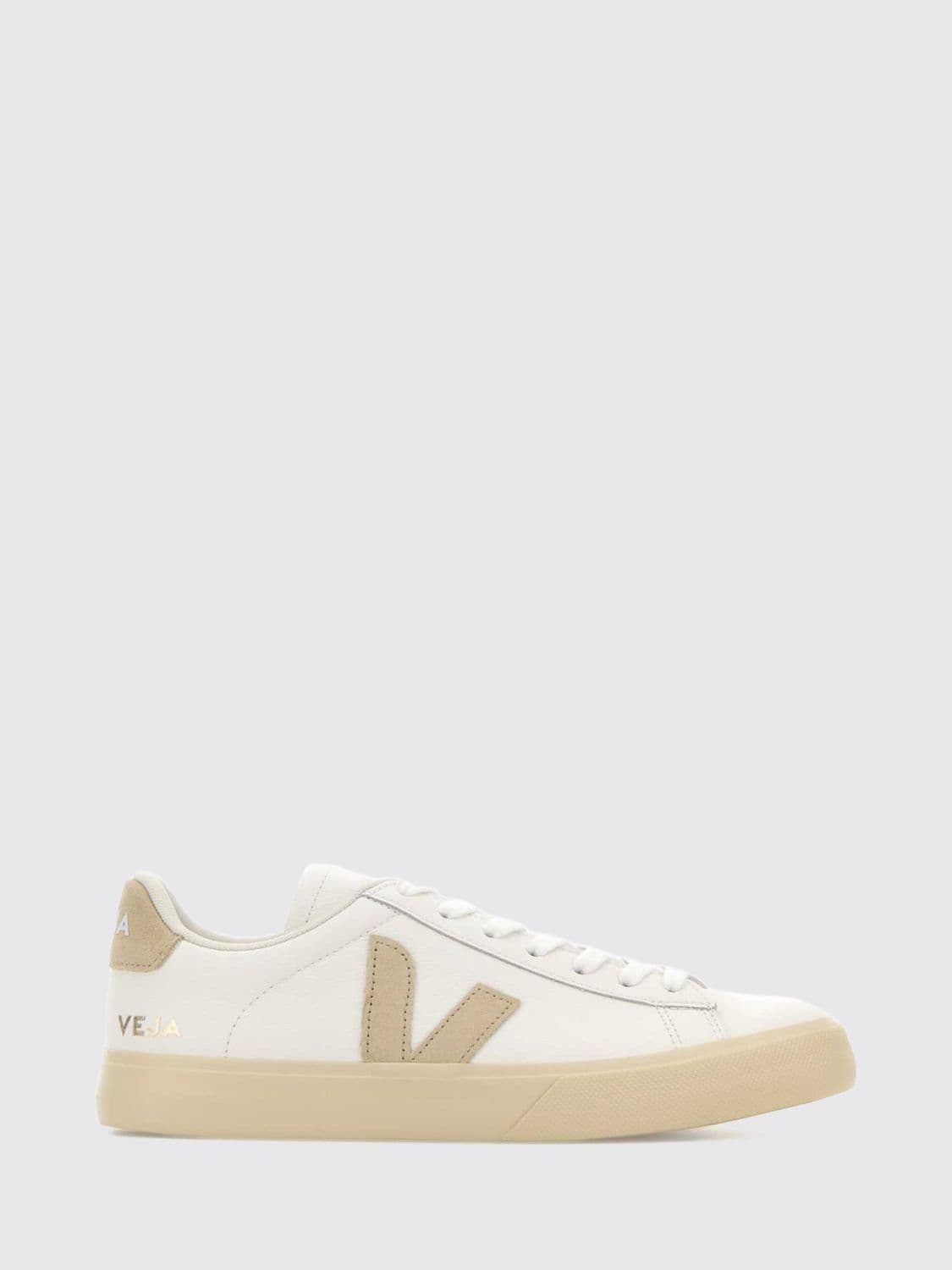 Veja Campo Sustainable Chromefree Leather Trainers with Contrasting V-Logo