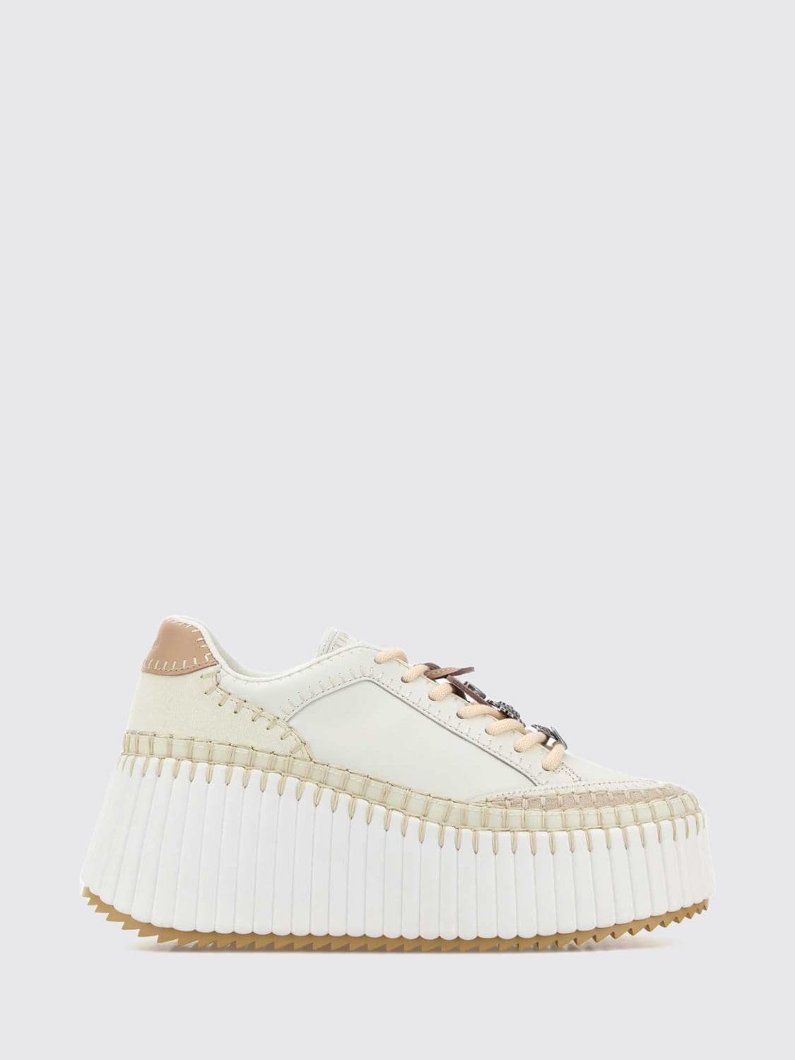 Chloé Low-Top Nama Platform Sneakers in Suede with Contrast Stitching