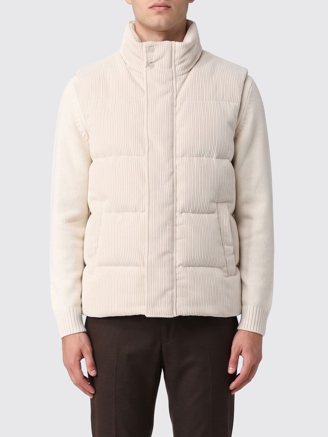 Herno Quilted Velvet Padded Gilet with High Neck
