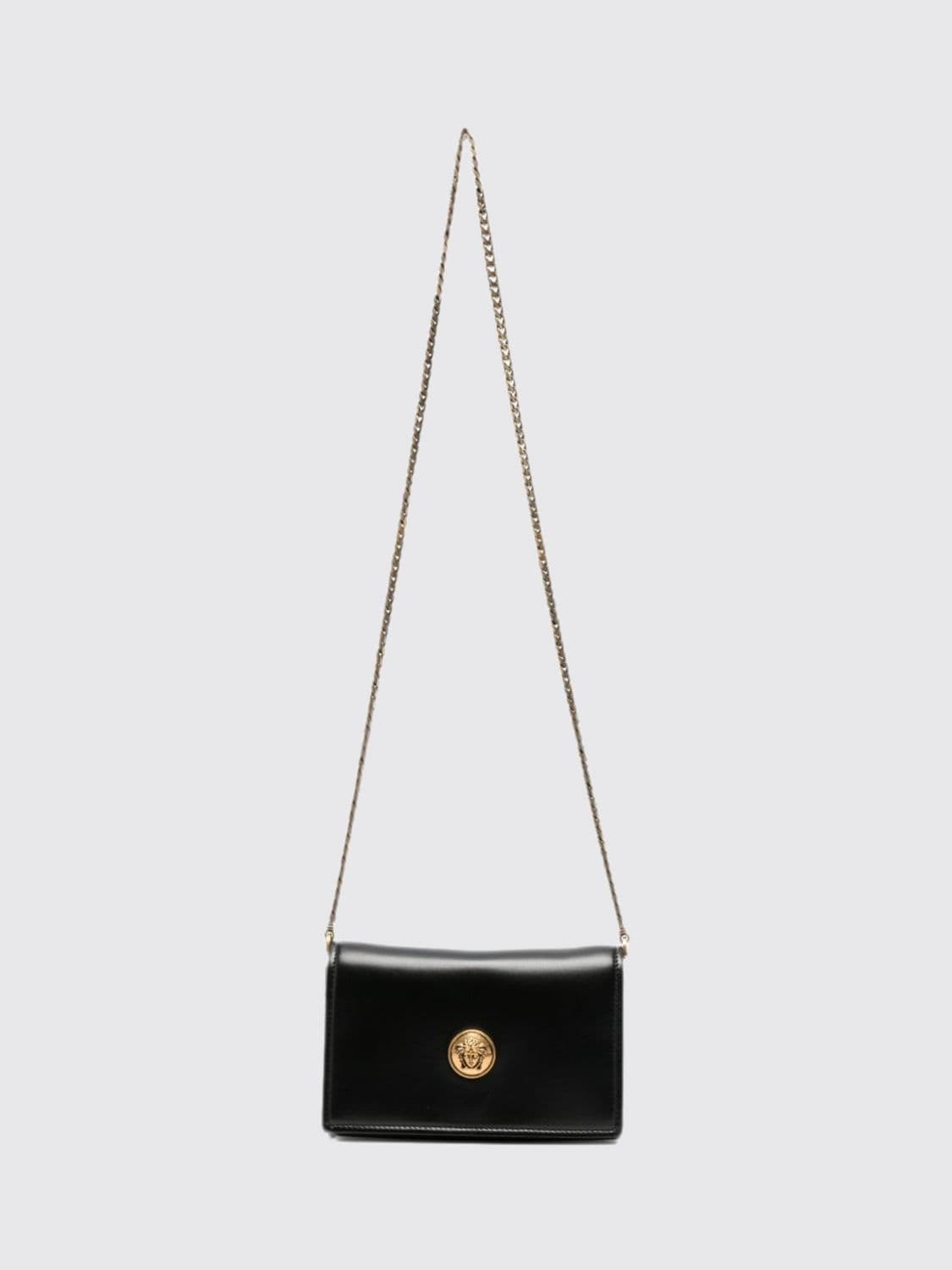 Versace Mini Crossbody Bag in Smooth Lambskin with Medusa Plaque