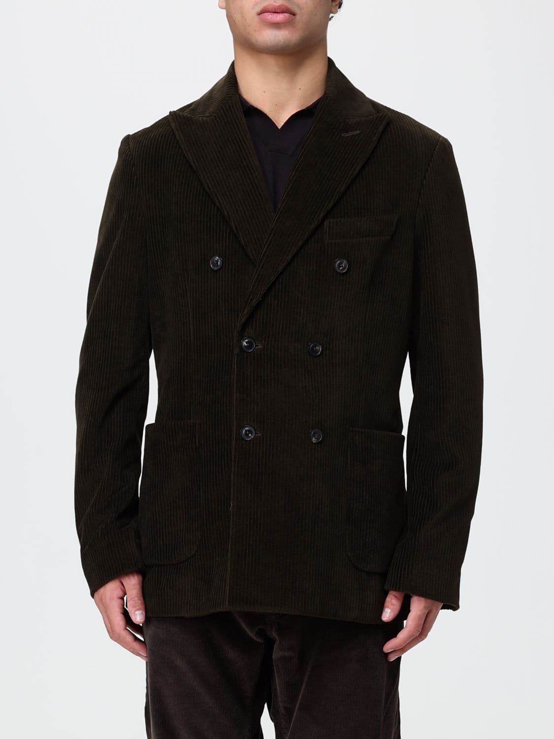 Circolo 1901 Double-Breasted Cotton Velvet Blazer with Patch Pockets
