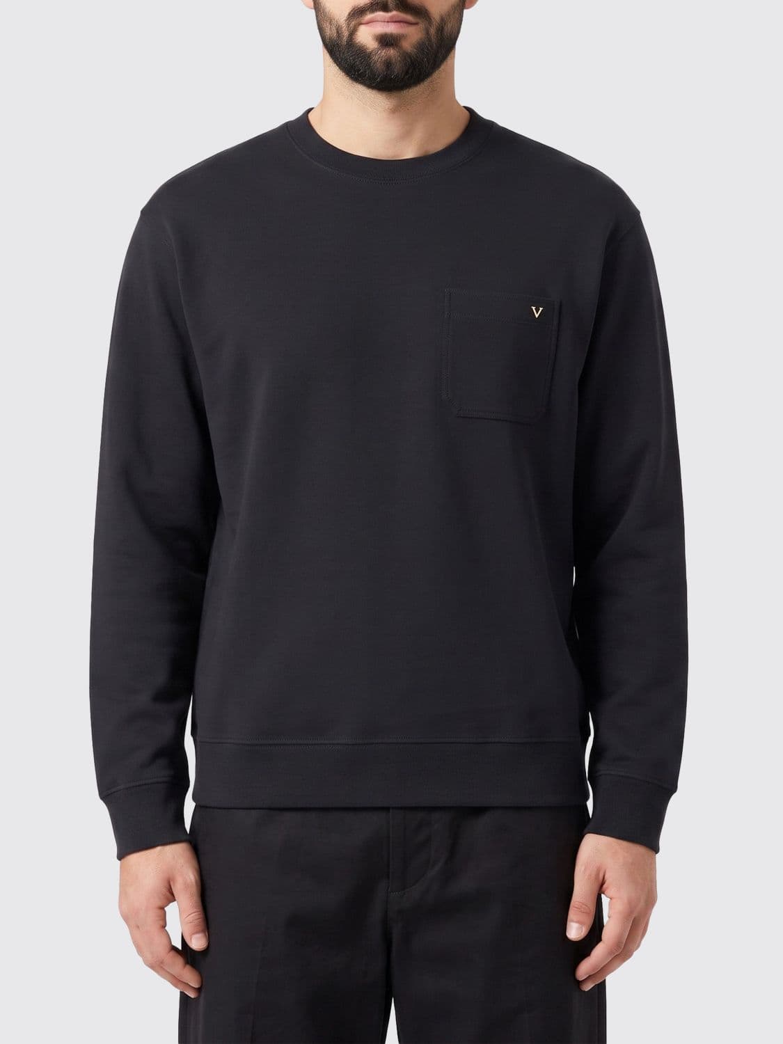 Valentino Garavani Crewneck Cotton-Blend Sweatshirt with Metallic Logo