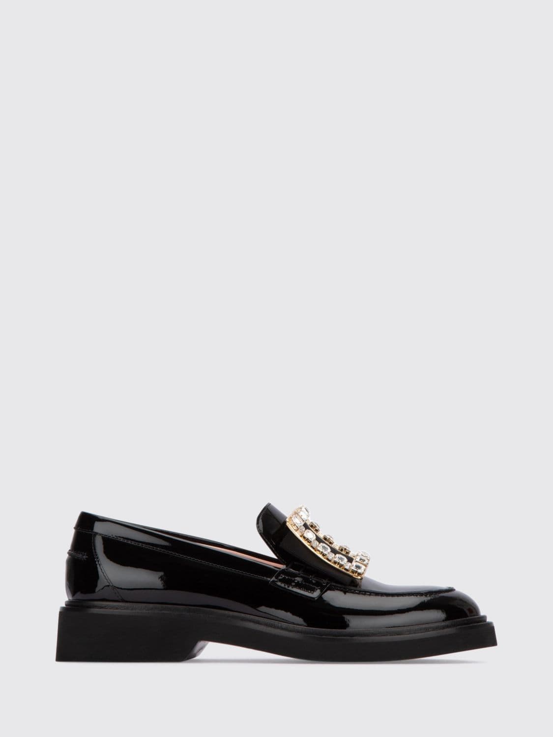 Roger Vivier Viv' Rangers Patent Leather Loafers with Jewelled Buckle