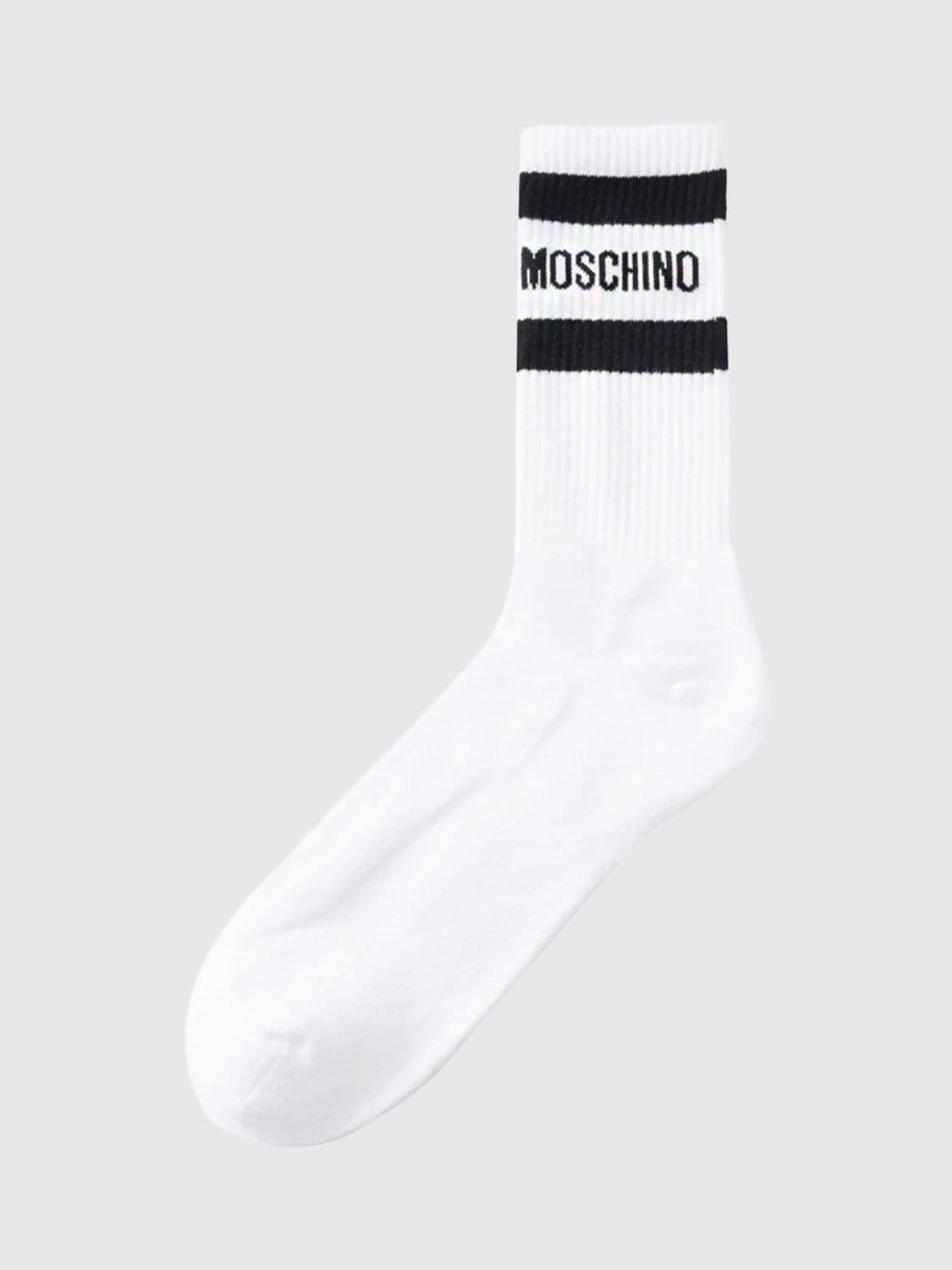 Moschino Couture Striped Stretch-Cotton Socks with Jacquard Logo