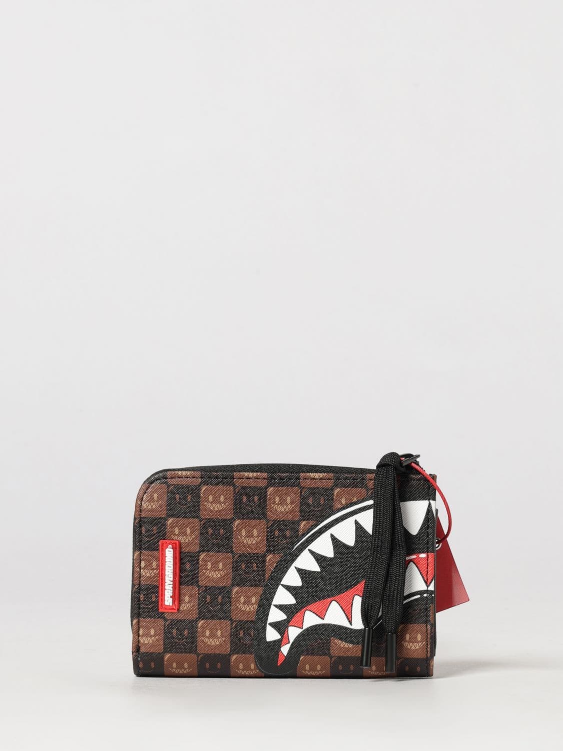 Sprayground PVC Card Holder with Check Pattern and Shark Logo