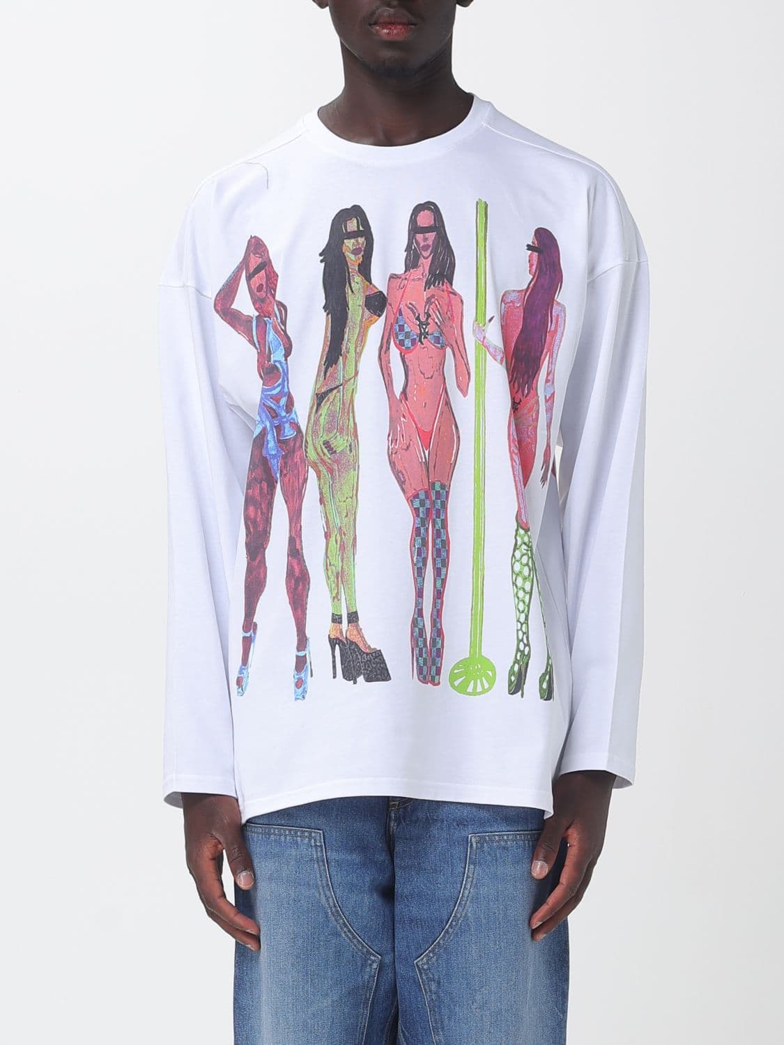 Pdf Long-Sleeved Cotton T-Shirt with Graphic Print and Dropped Shoulders
