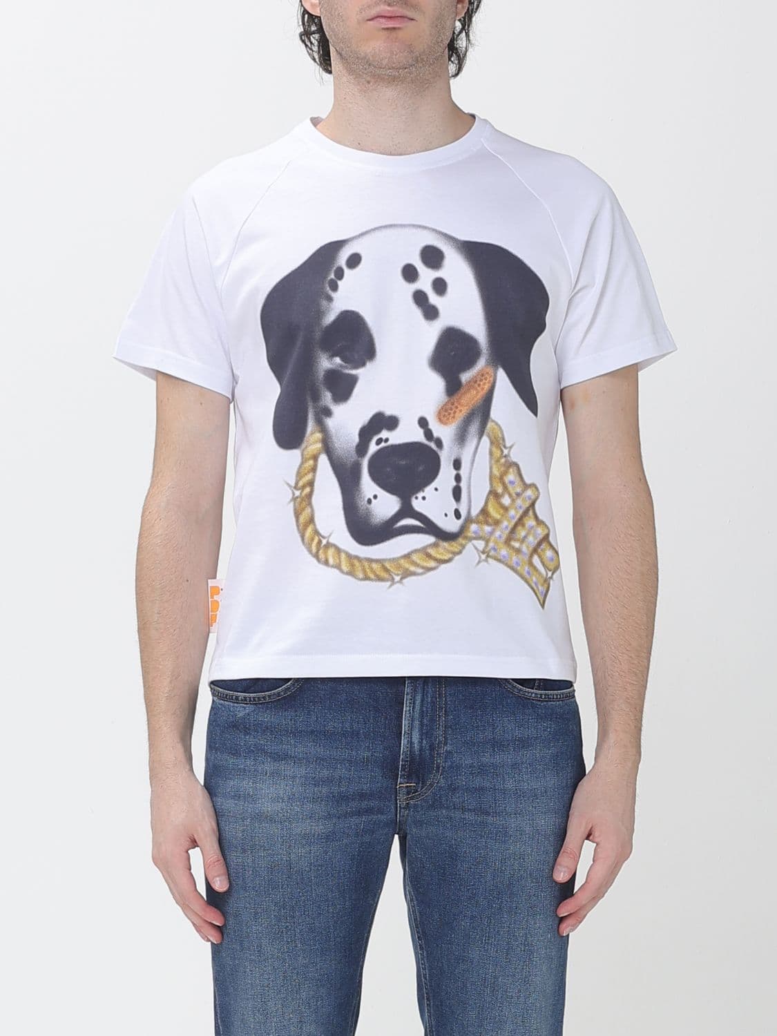 Pdf Crewneck Cotton T-Shirt with Contrasting Graphic Logo Print