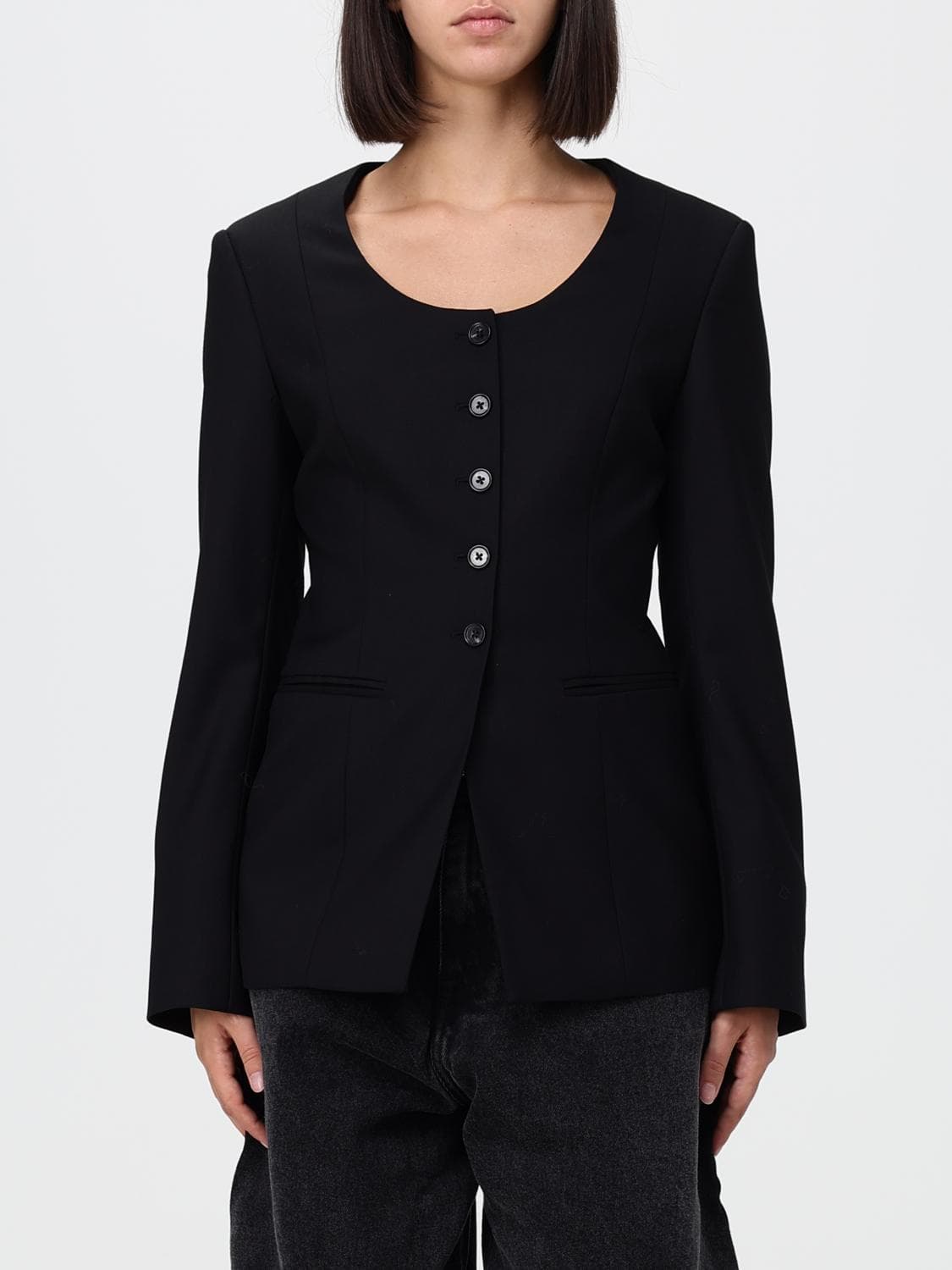 Paul Smith Slim-Fit Cropped Wool Blazer with Round Neckline