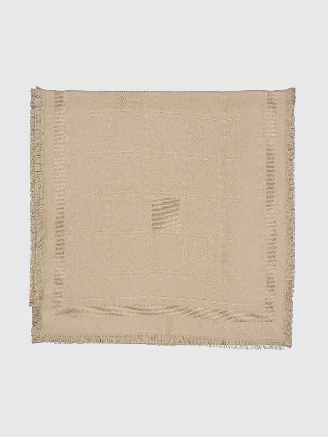 Ferragamo Wool and Silk Blend Scarf with Fringed Hem