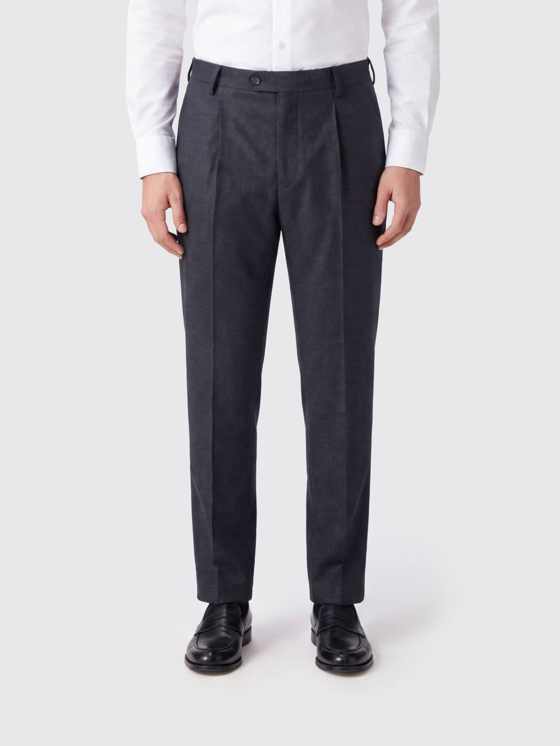 Eleventy Slim Fit Pleated Tailored Trousers in Wool and Cashmere