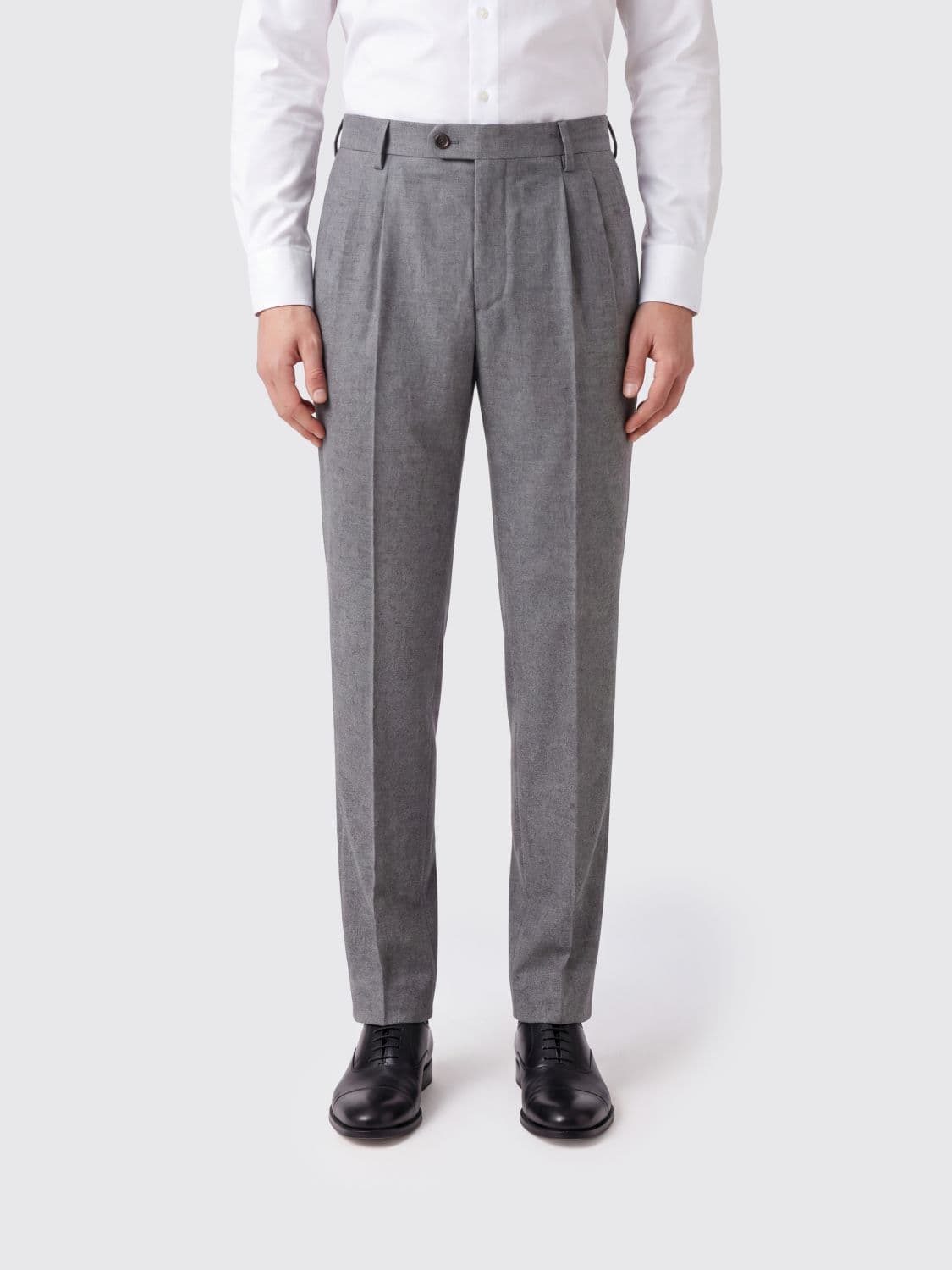 Eleventy Slim Fit Pleated Tailored Trousers in Wool and Cashmere