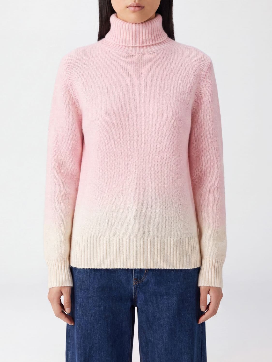 Kangra Abstract Print Turtleneck Jumper in Alpaca and Wool Blend