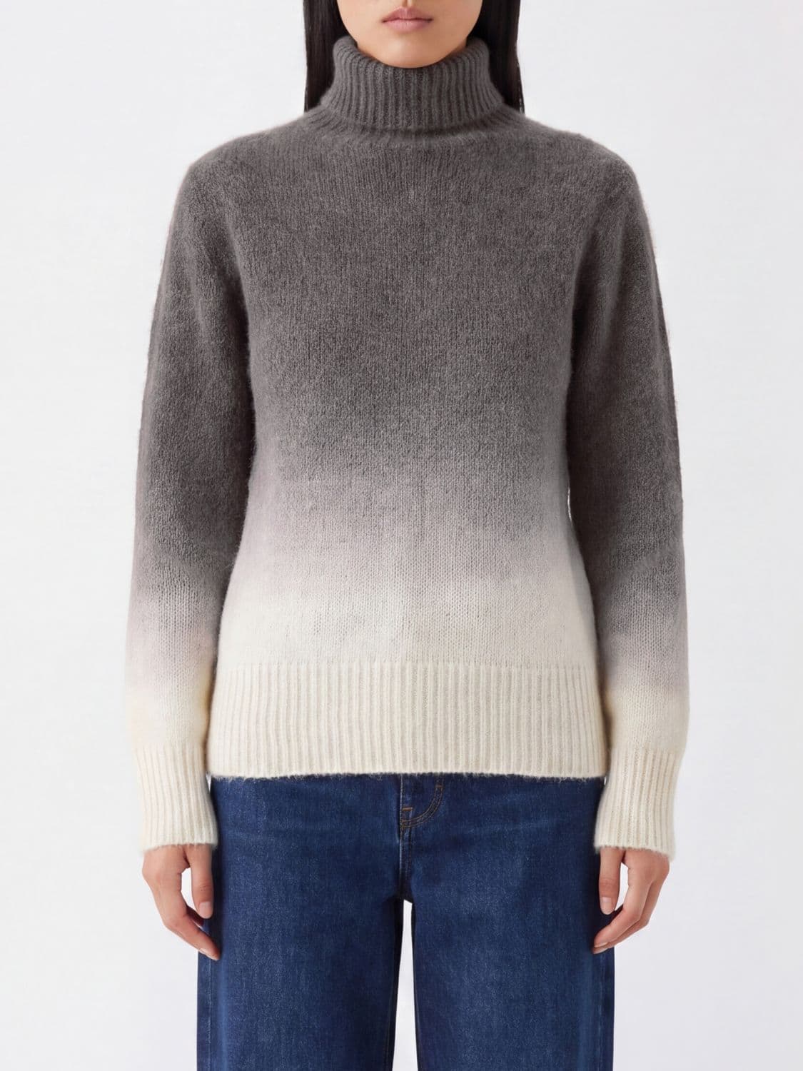 Kangra Abstract Print Turtleneck Jumper in Alpaca and Wool Blend