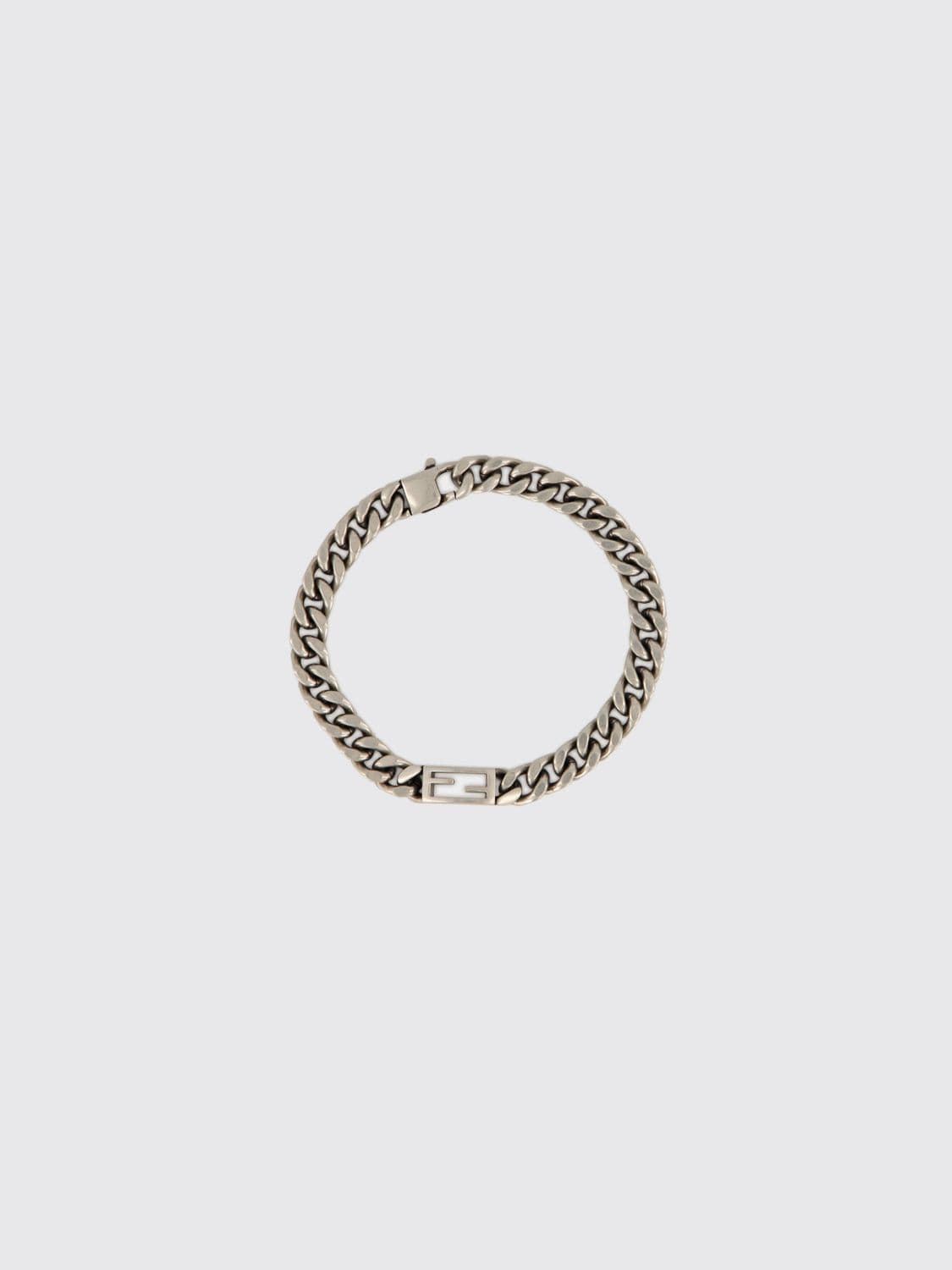 Fendi Silver-Finish Brass Bracelet with FF Monogram