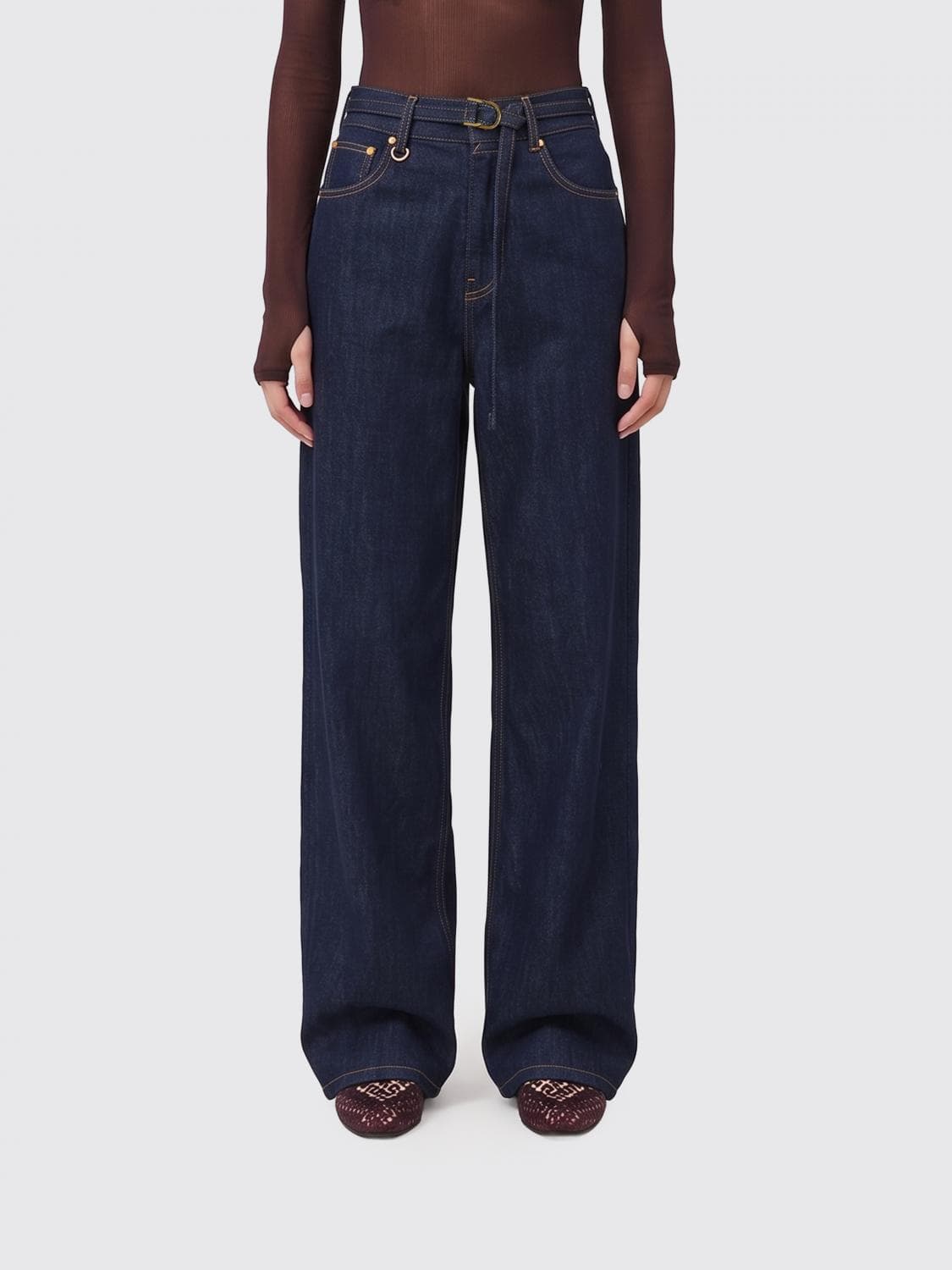 Zimmermann High-Waisted Wide-Leg Denim Jeans with Adjustable Waist Belt
