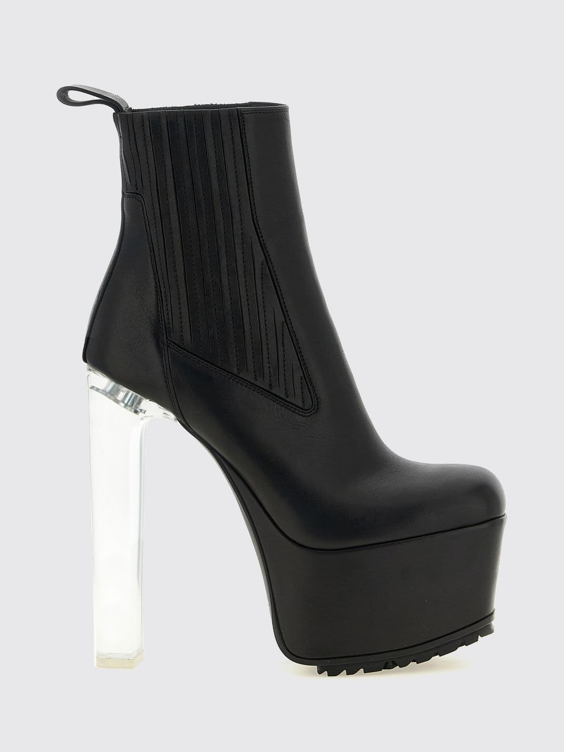 Rick Owens Kiss Chelsea Boots in Leather with High Heel and Platform Sole
